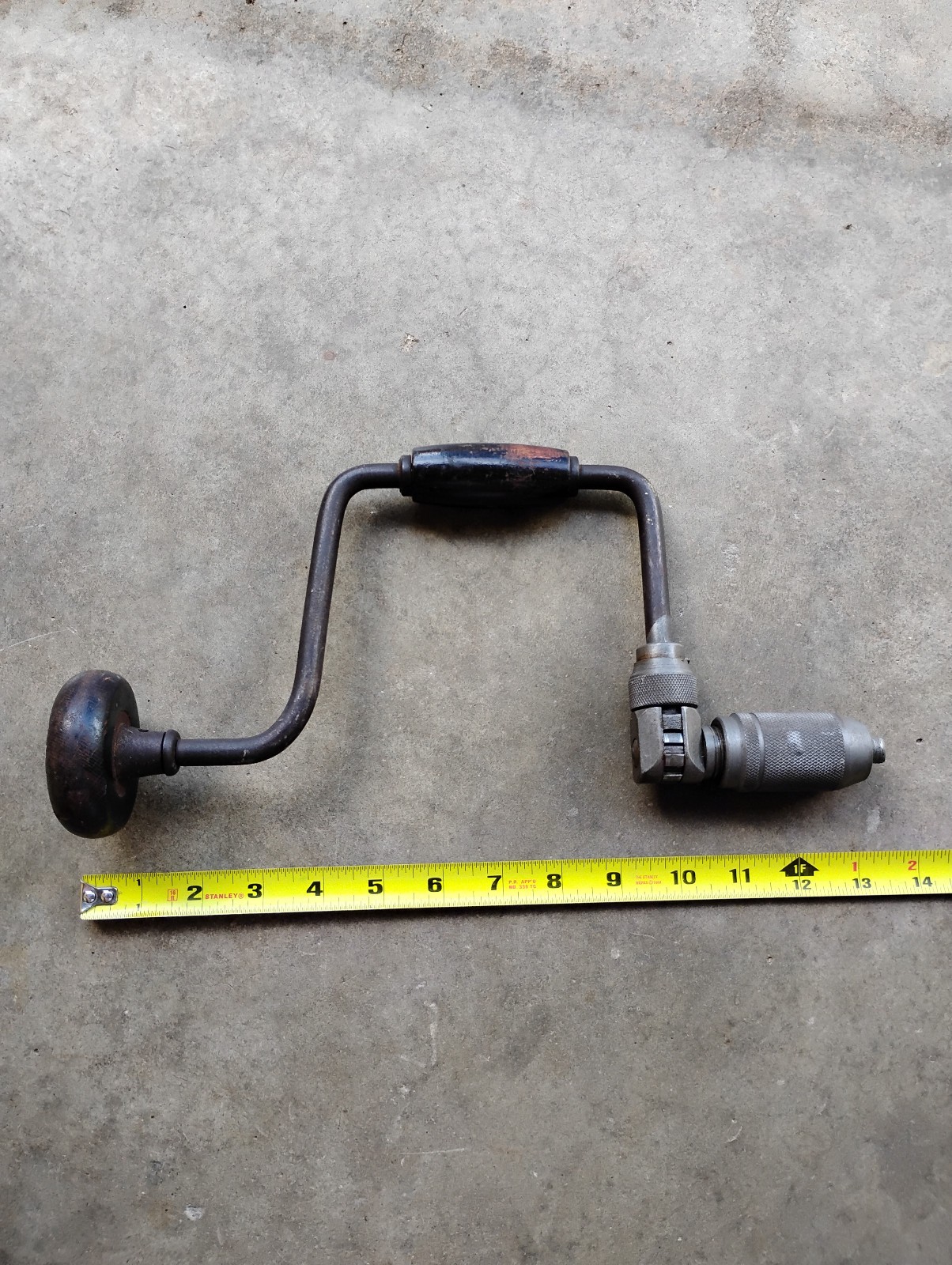 Vintage Stanley No. 965 10 in. Ratcheting Auger Bit Brace Drill Hand Tool USA