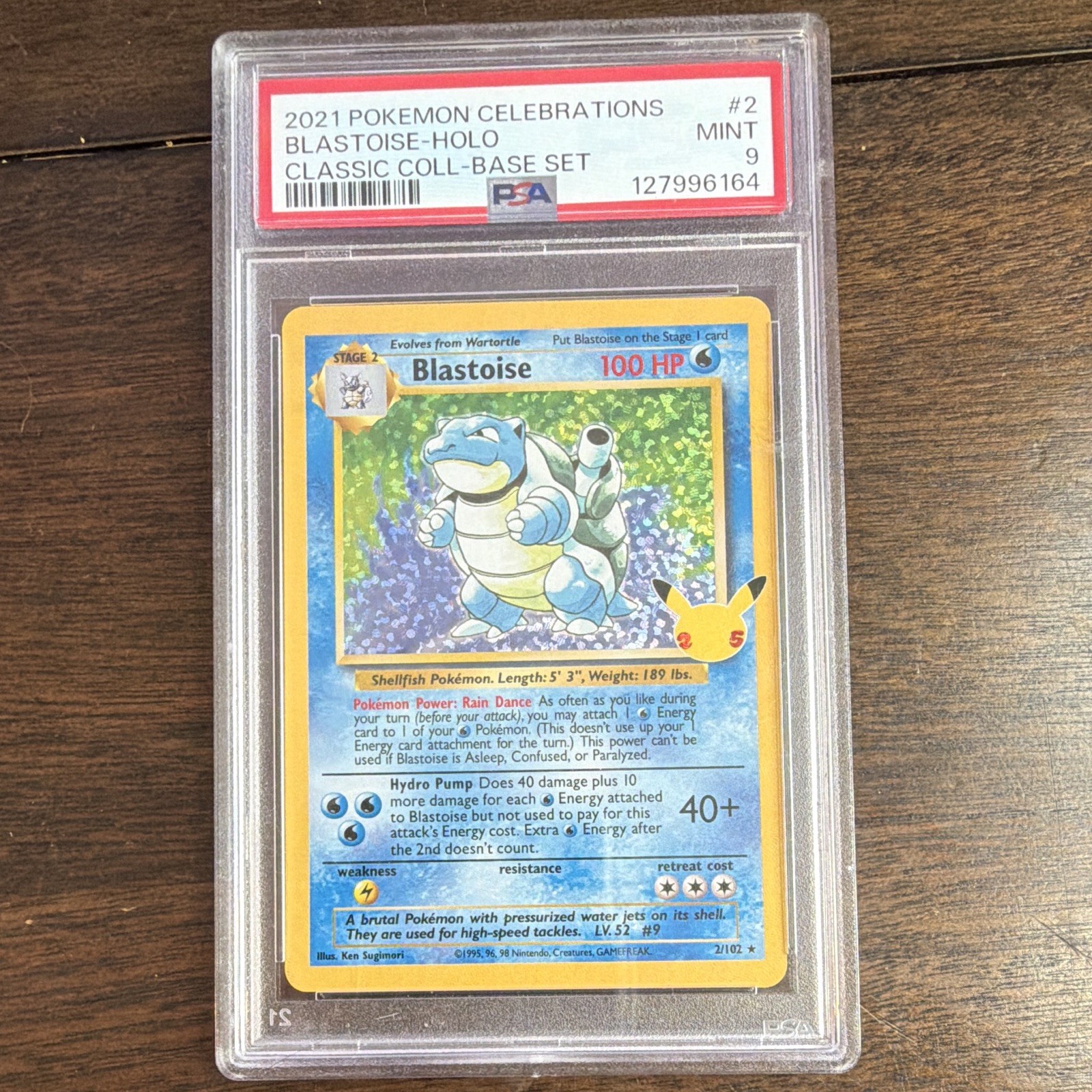 Pokémon Celebrations Blastoise Holo Classic Collection Base Set 2/102 PSA 9