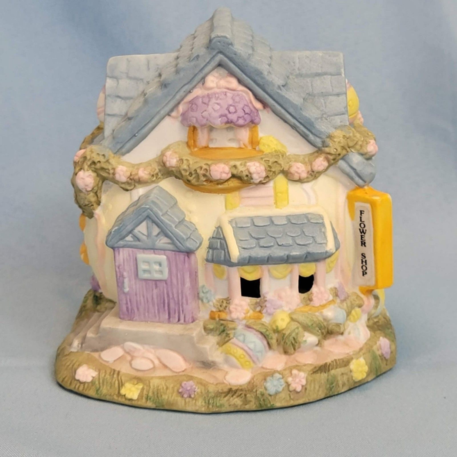 Vintage Flower Shop Cottage Miniature House Pastel Village Decor