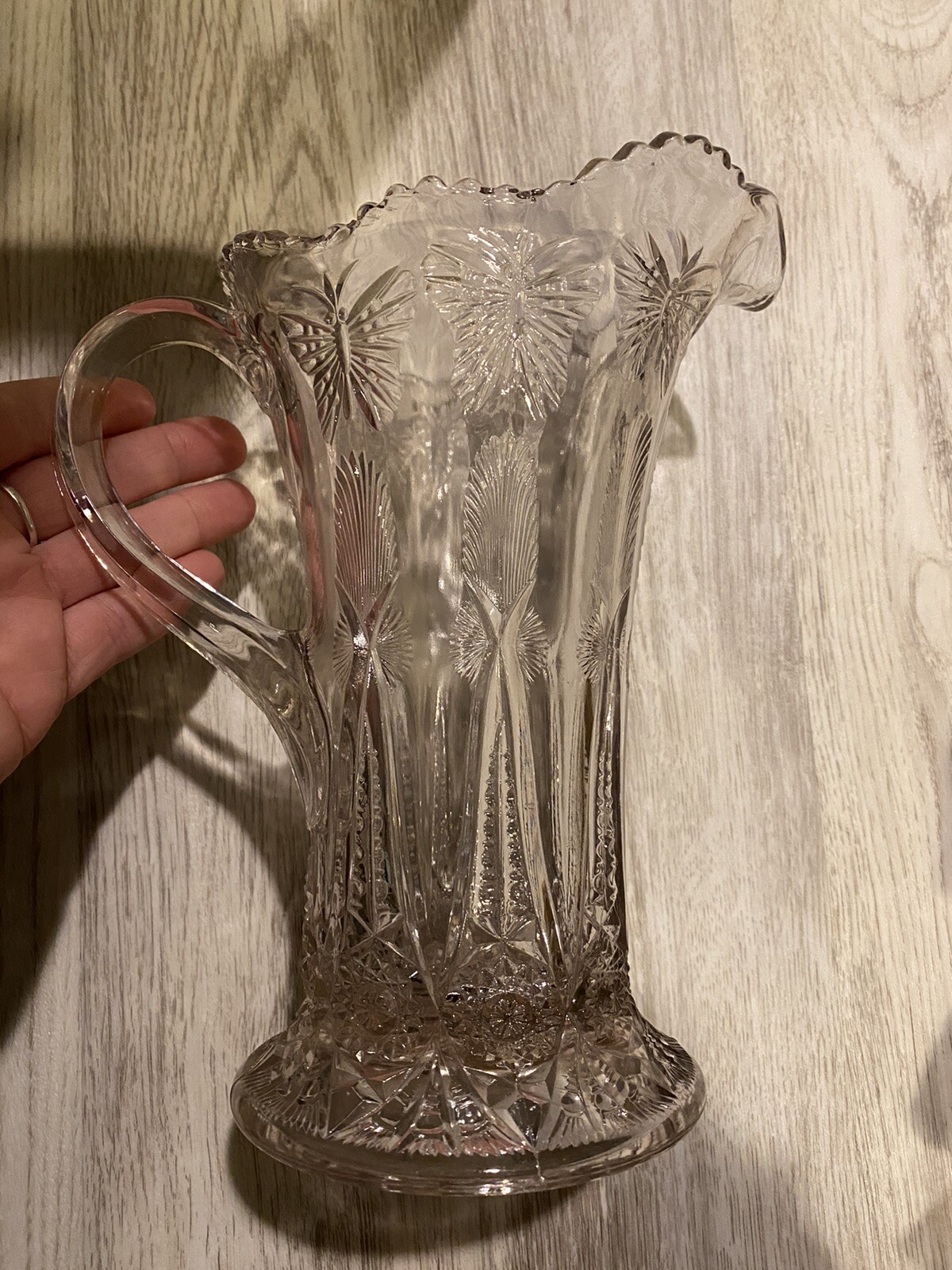 Pressed Glass Pitcher Creamer with Butterflies Early 1900’s
