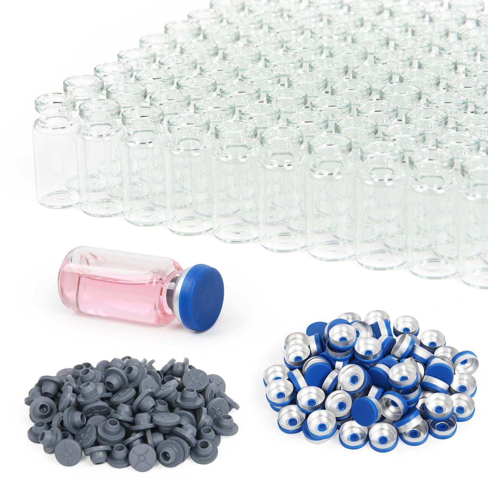 100 Pack 3ml Clear Glass Vials with Caps – 1 Dram Lab Headspace Vials