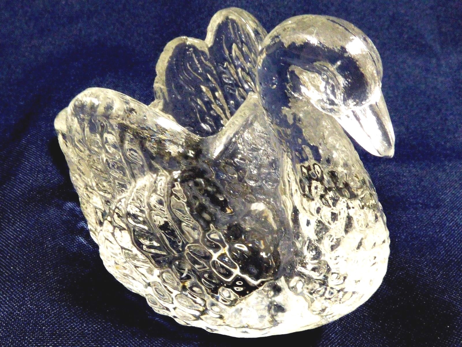 VTG CLEAR GLASS INDIVIDUAL SWAN OPEN SALT BOWL CELLAR DISH