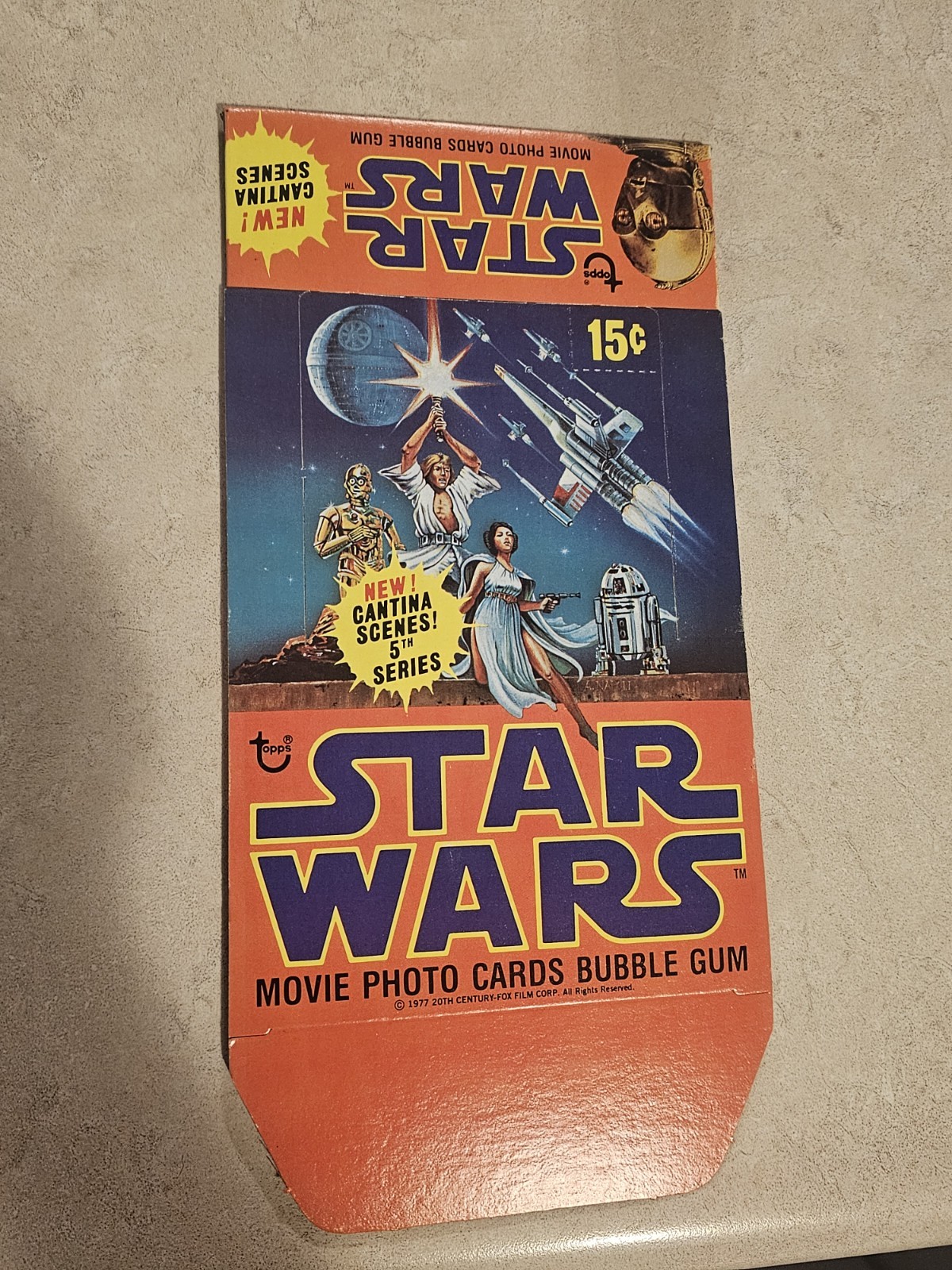 1977 Topps Star Wars 5th Series Unused Wax Box Flat Orange Vintage NOS AFA