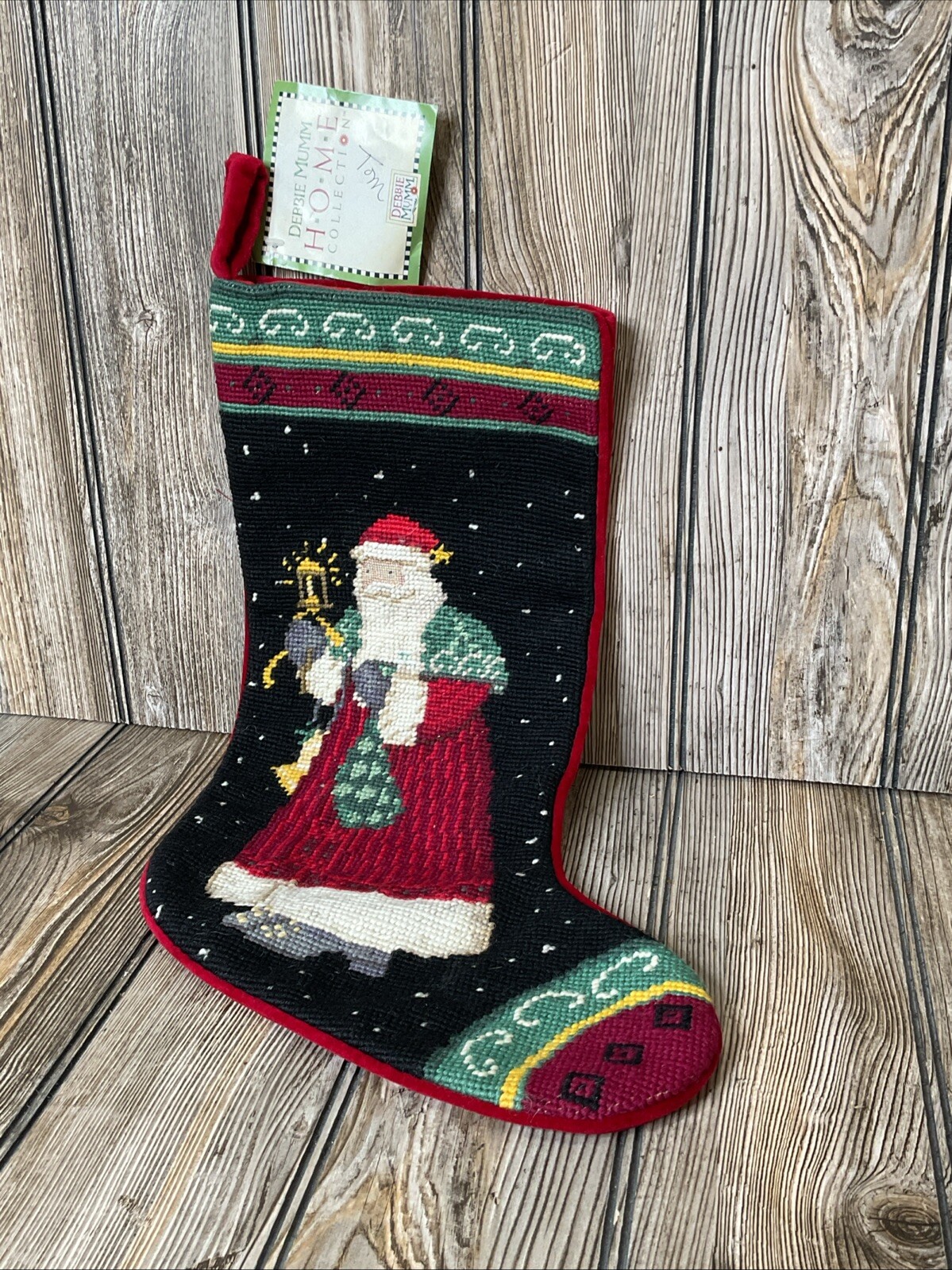 Debbie Mumm Christmas Stocking Old World Santa Claus Wool Needlepoint 17” Tall Debbie Mumm Christmas Stocking Old World Santa Claus Wool Needlepoint 17” Tall