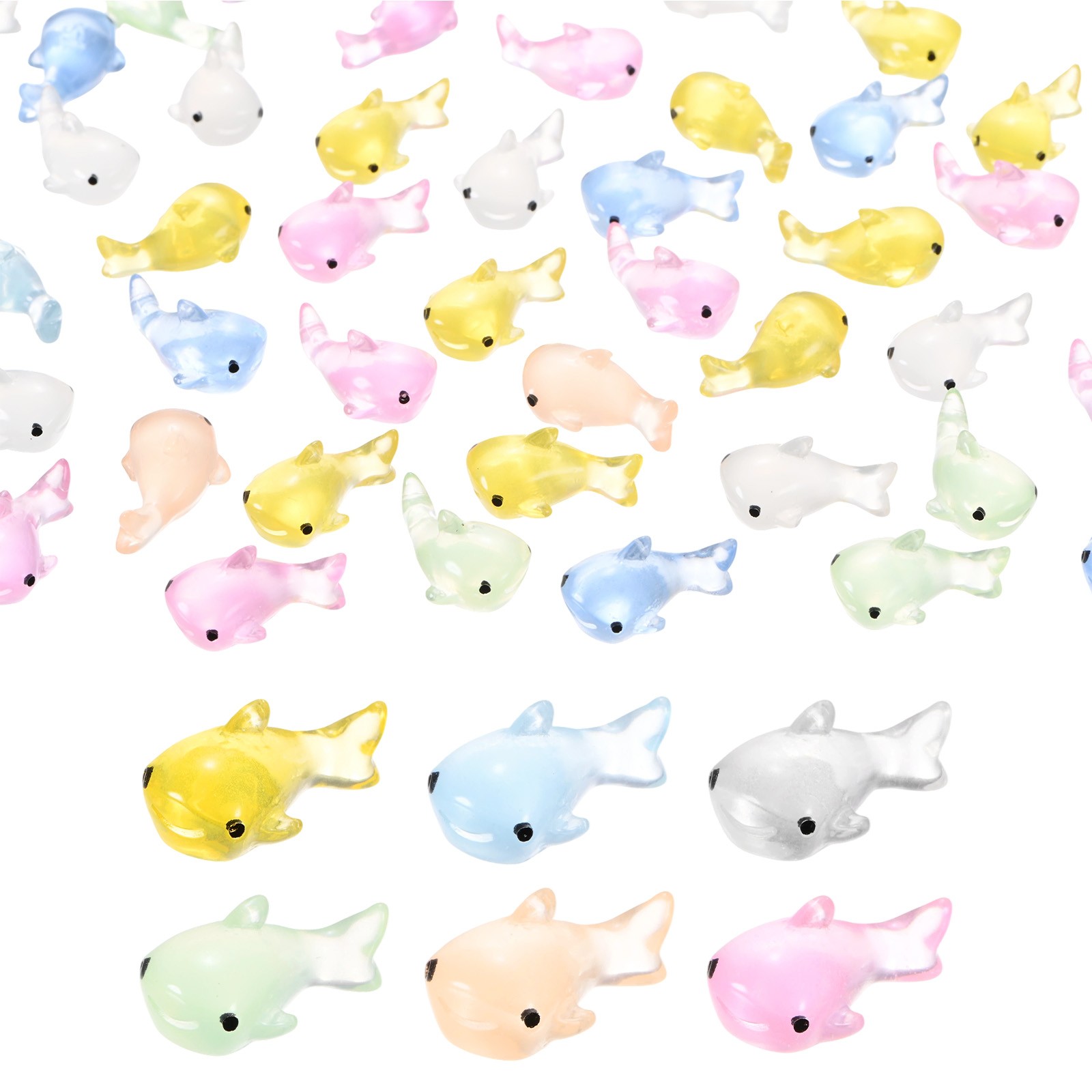 20-Pack Luminous Mini Resin Shark, Tiny Shark Figurines [Random Mixed Colors]