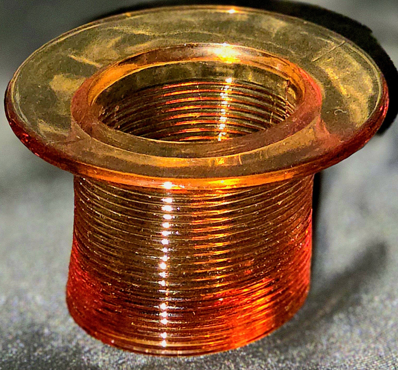 Antique Amber Glass EAPG Ribbed Rings Toothpick Match Holder Novelty Top Hat
