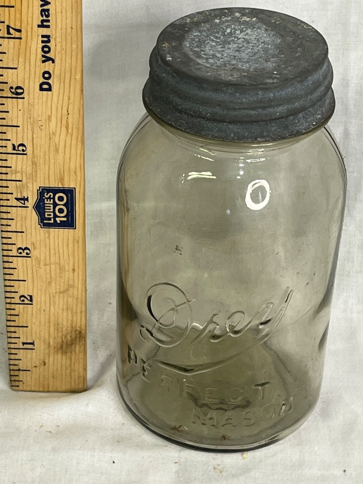 Vintage Smoky Gray Drey Perfect Mason Quart Jar Rare Color Ball Transition Era”