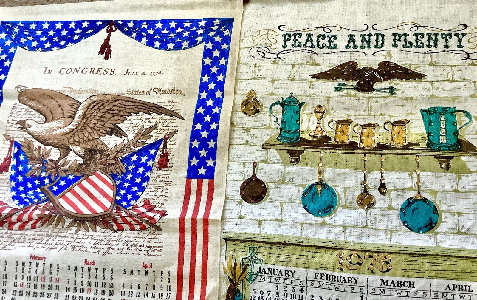 Vintage 70s McM WaLL Decor EAGLE CaLendaR ReTrO GrooVY HanginG FabriC Sequin 76