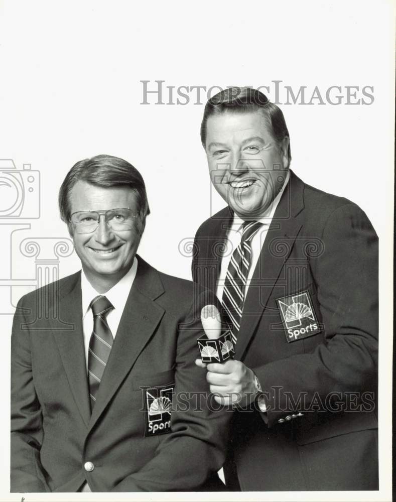 1984 Press Photo Earl Anthony and Jay Randolph commentate for Bowling Fall Tour