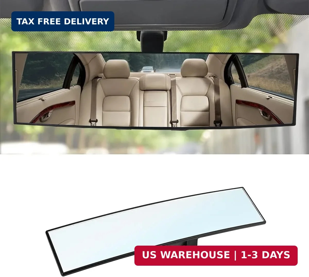 Car Rearview Mirrors Shock Resistant Interior Clip-on Panoramic Rear View Mirror