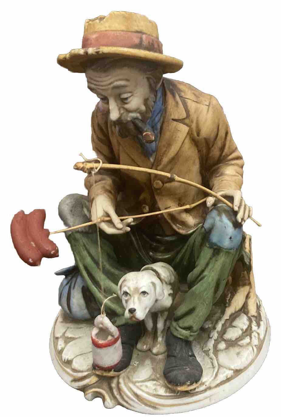 Vintage C8691 D’Arte Napcoware Porcelain Old Man With Dog Figurine *N