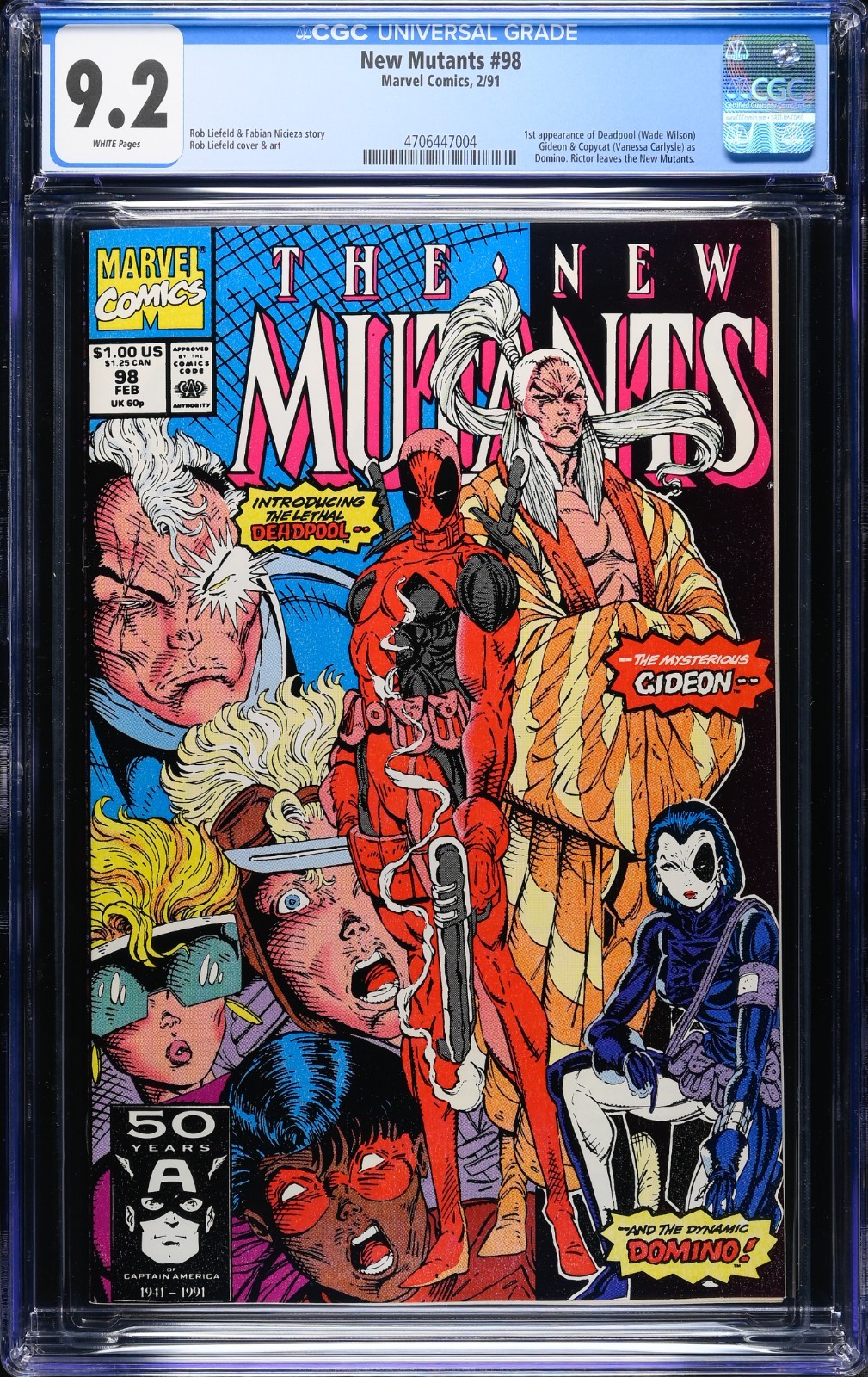 NEW MUTANTS #98 CGC 9.2 1ST DEADPOOL HOT🔥KEY🗝️  WHITE PAGES
