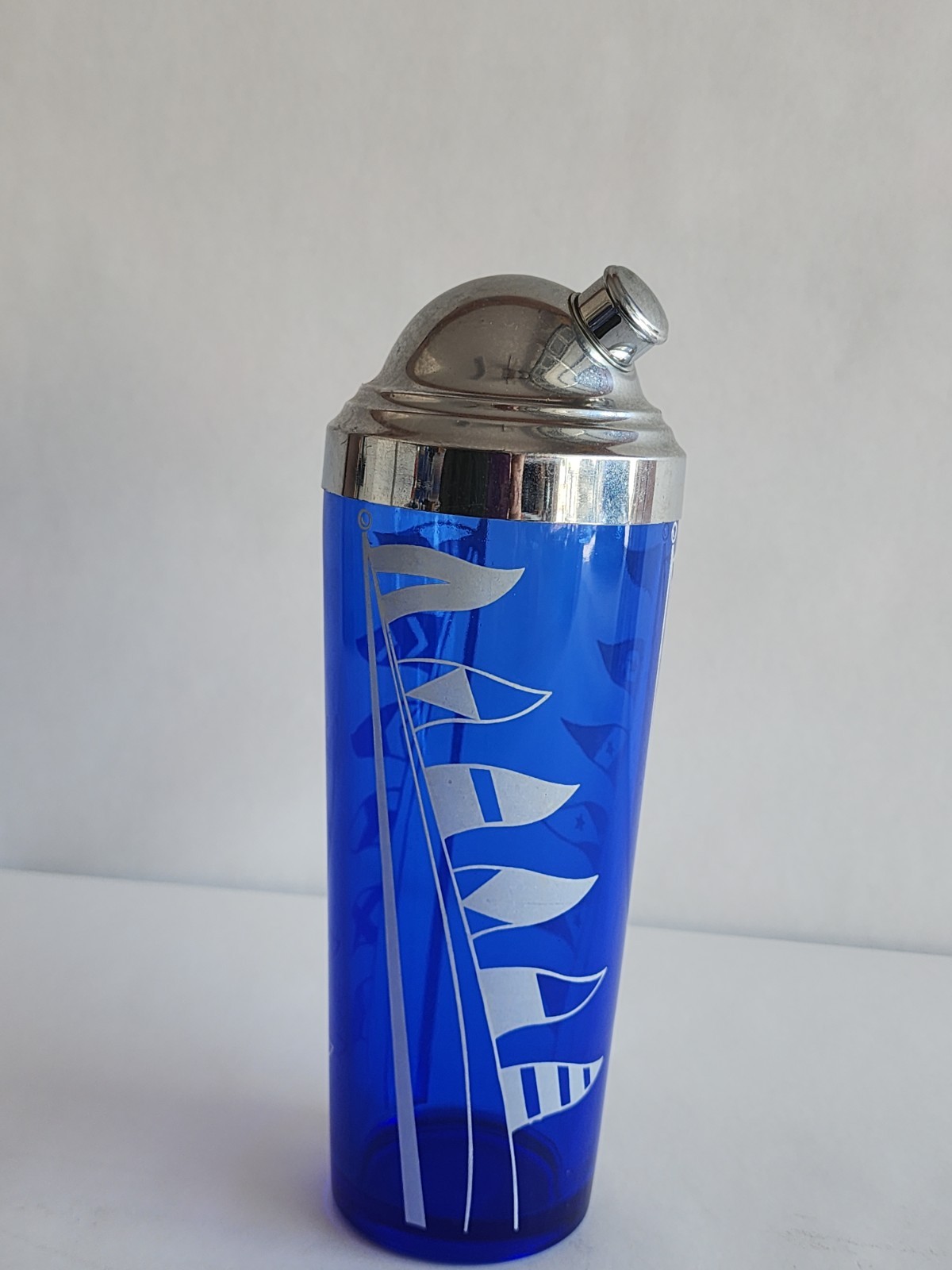 Vintage Art Deco Hazel Atlas “Nautical Flags” Cocktail Shaker, 1930s-1940s