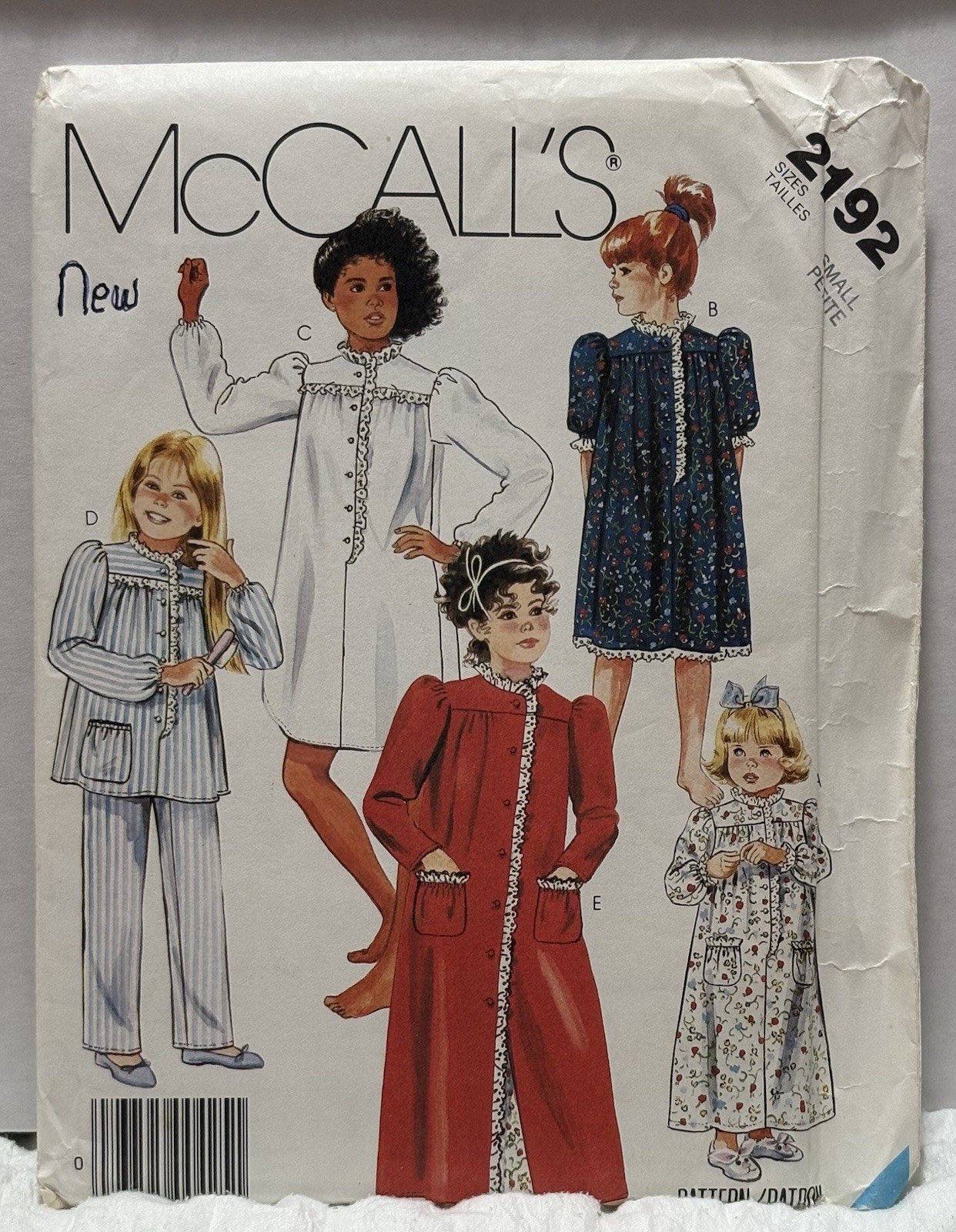 McCall’s 2192 Size Small Petite 4-6 Vintage 1985 Nightgown, PJ’s PREOWNED UNUSED