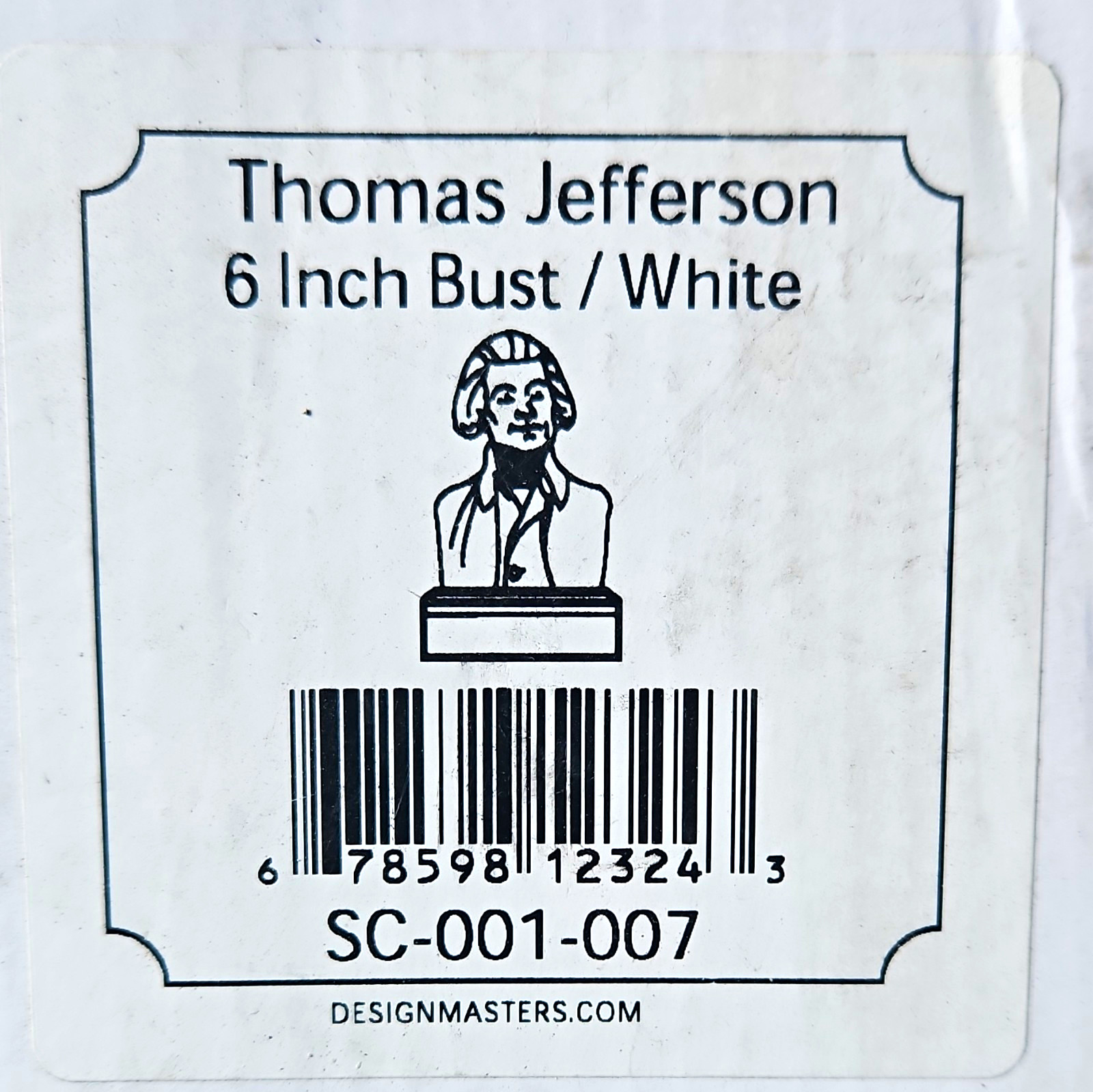 Design Masters Thomas Jefferson Bust Sculpture 6 in Matte White Resin