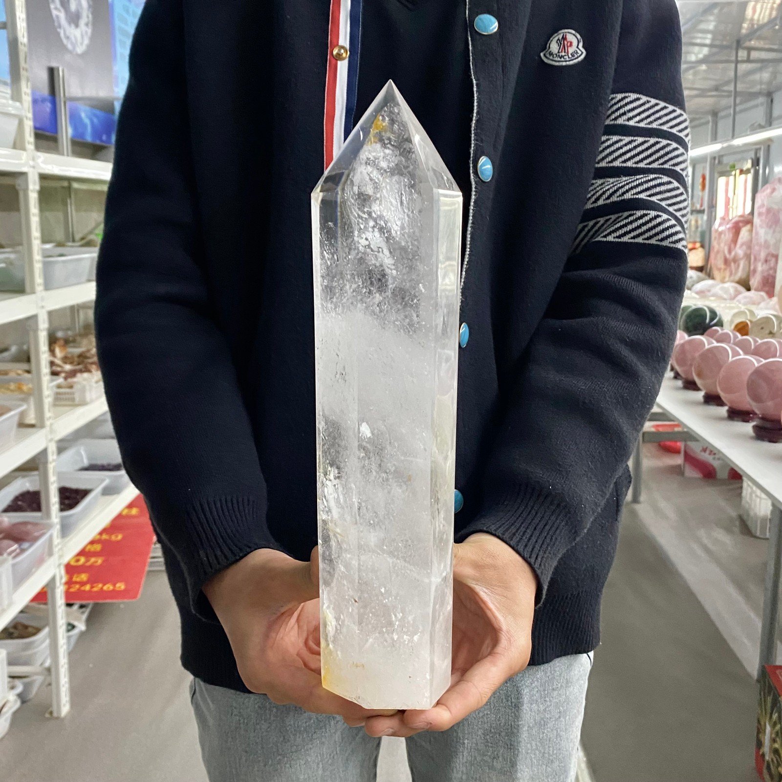 5.75LB Natural Clear Quartz Crystal Point Healing Wand Polished Rock Crystal Rei