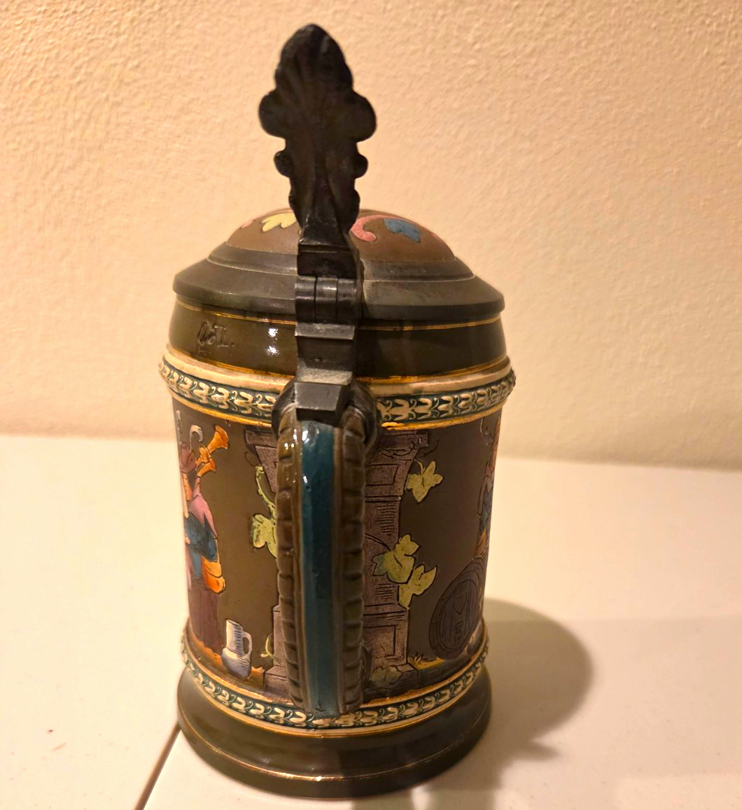 Vintage S. P. Gerz .5L Musicians and Dancing Stein. #1218. Made In Germany.