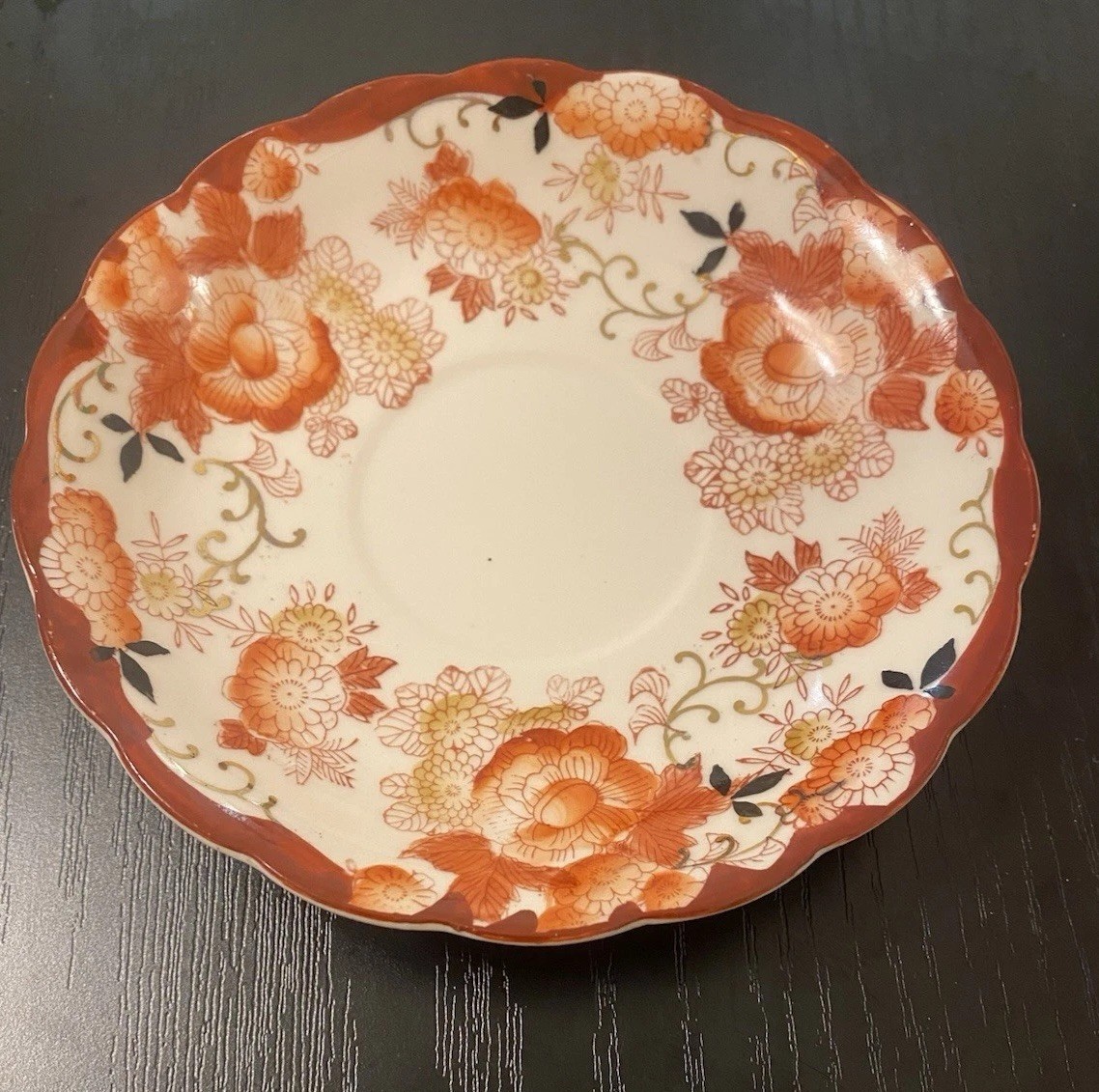 Vintage Hand Painted Japan Floral Plate Chrysanthemum Pattern Scalloped Edge