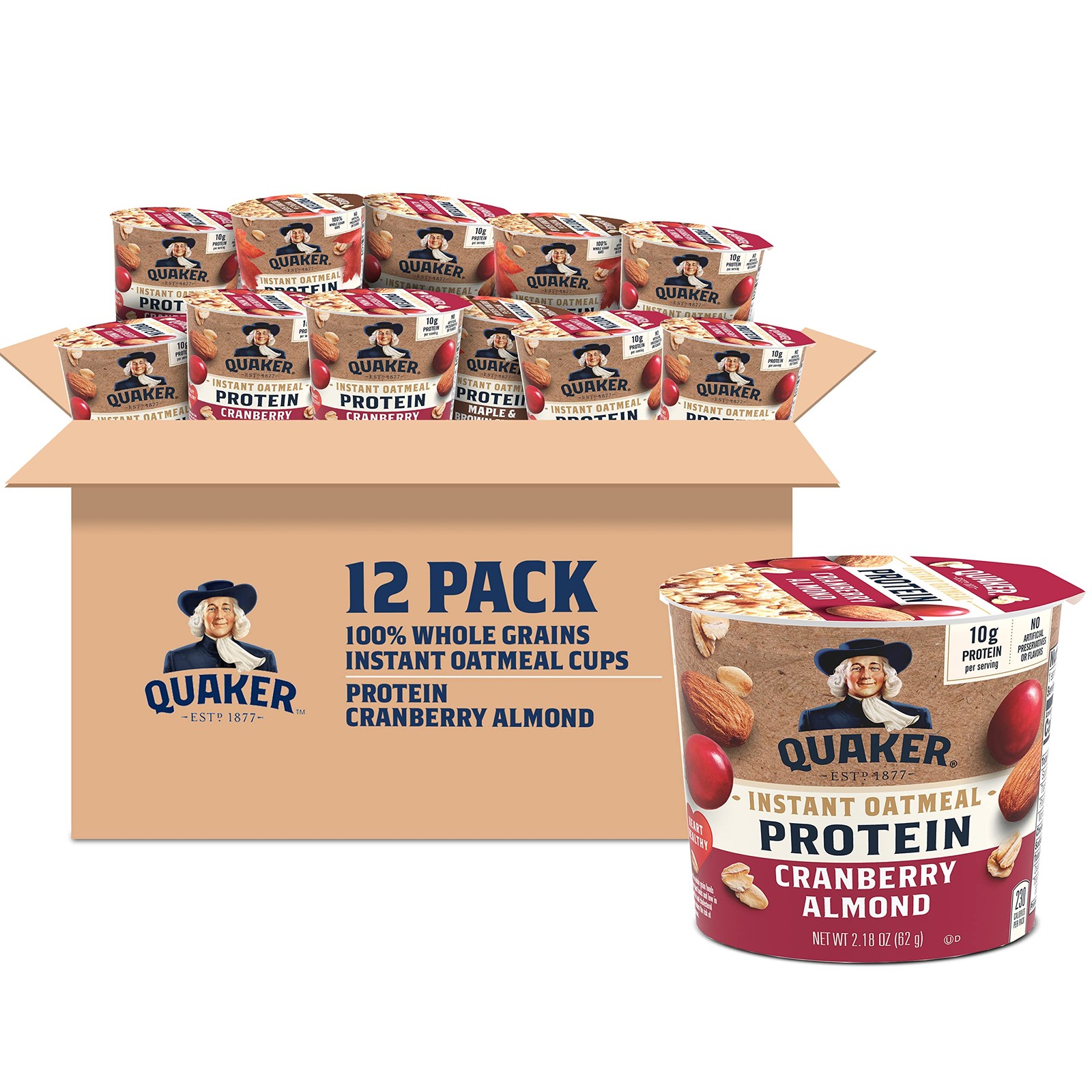 Quaker Protein Instant Oatmeal Express Cups, 2.18 Ounce (Pack of 12)