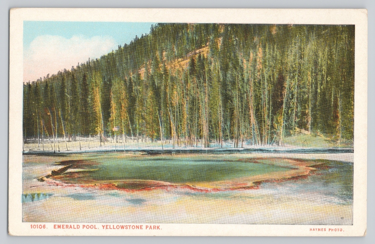 Emerald Pool Yellowstone Park Postcard J. E. Haynes Photo White Border 1915-1930