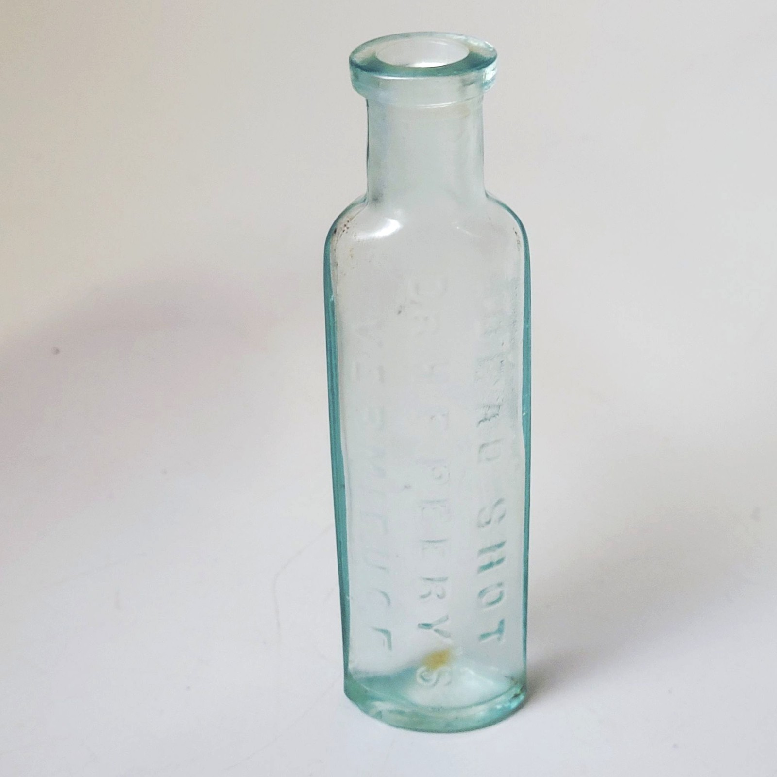 Antique Dr H.F. Peery\'s Dead Shot Vermifuge Aqua Embossed Bottle