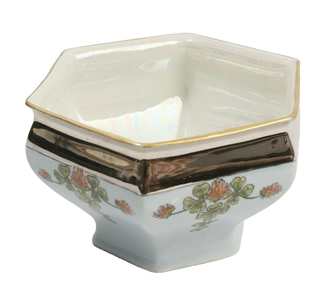 Antique Epiag Royal Porcelain Hexagon Bowl Hand Painted Signed by Artist Luster Antique Epiag Royal Porcelain Hexagon Bowl Hand Painted Signed by Artist Luster