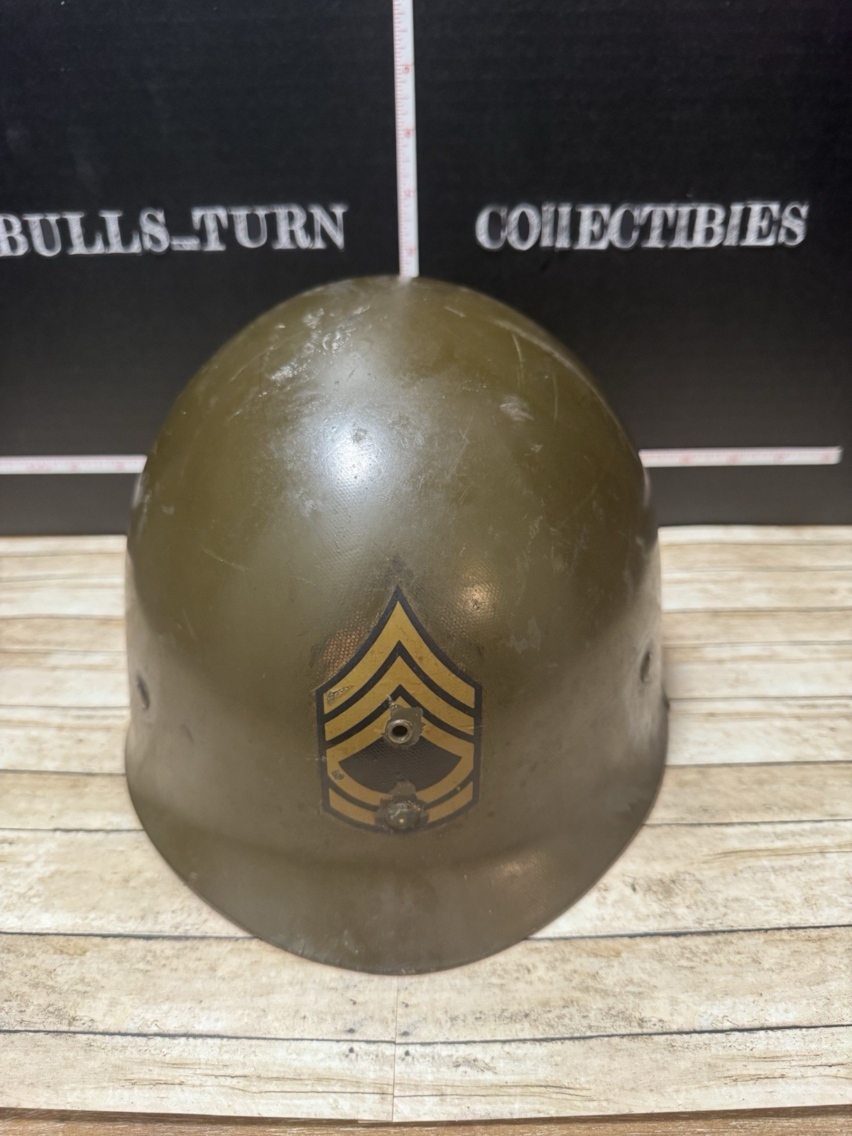Original Korean War Era U.S. Army, M1 Helmet Liner, Technical Sergeant Insignia