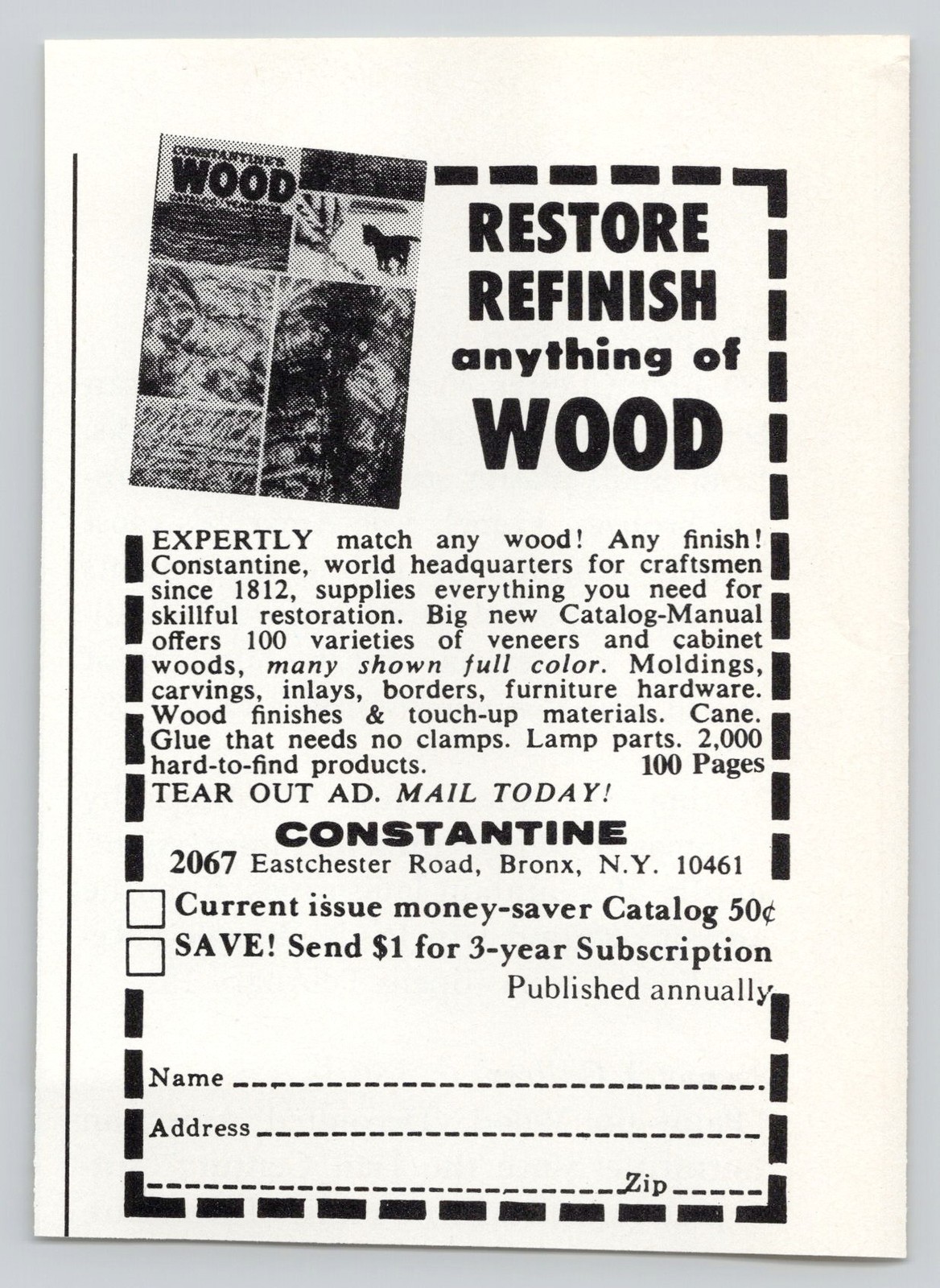 Constantine Wood Refinish Restore Moldings Veneers Bronx 1977 Vintage Print Ad Constantine Wood Refinish Restore Moldings Veneers Bronx 1977 Vintage Print Ad