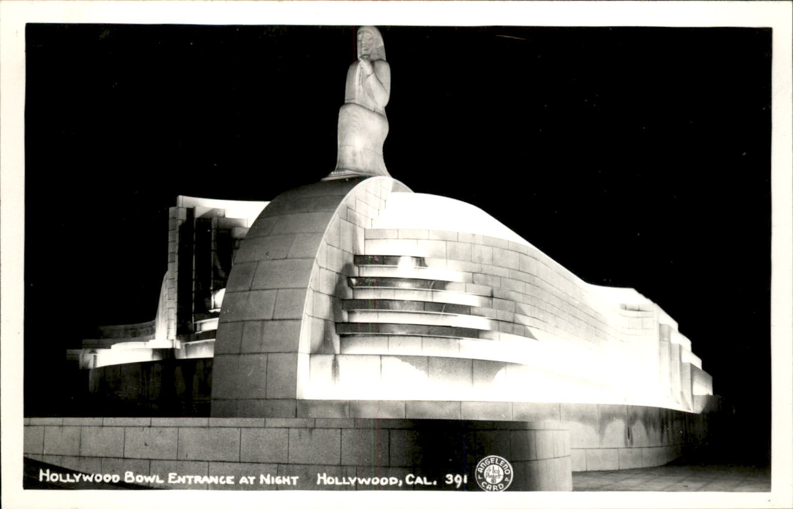 Hollywood CA Hollywood Bowl Entrance ART DECO c1930s-40s Real Photo Postcard