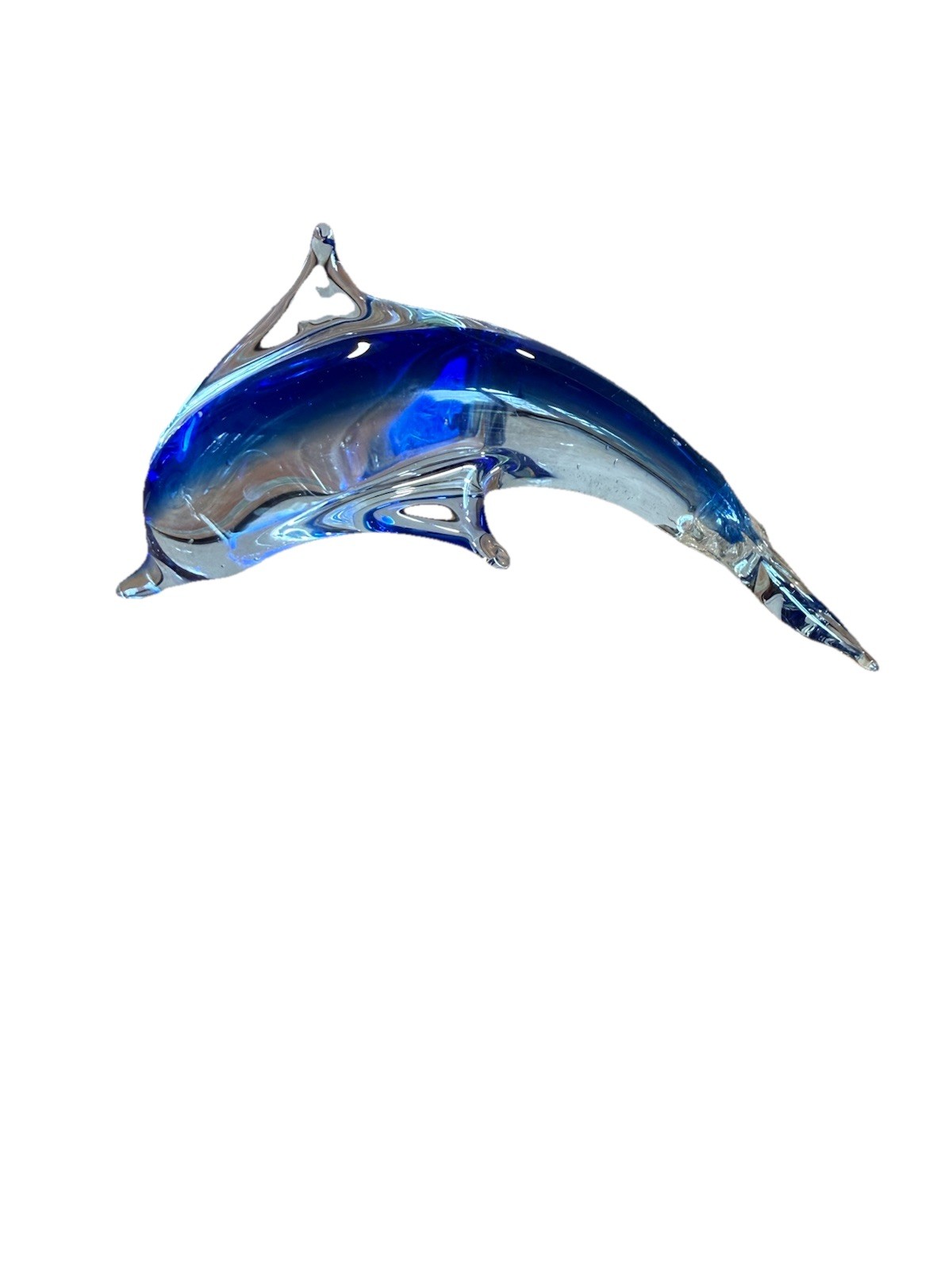 Blue Art Glass Dolphin Hand Blown Beach Nautical Decor