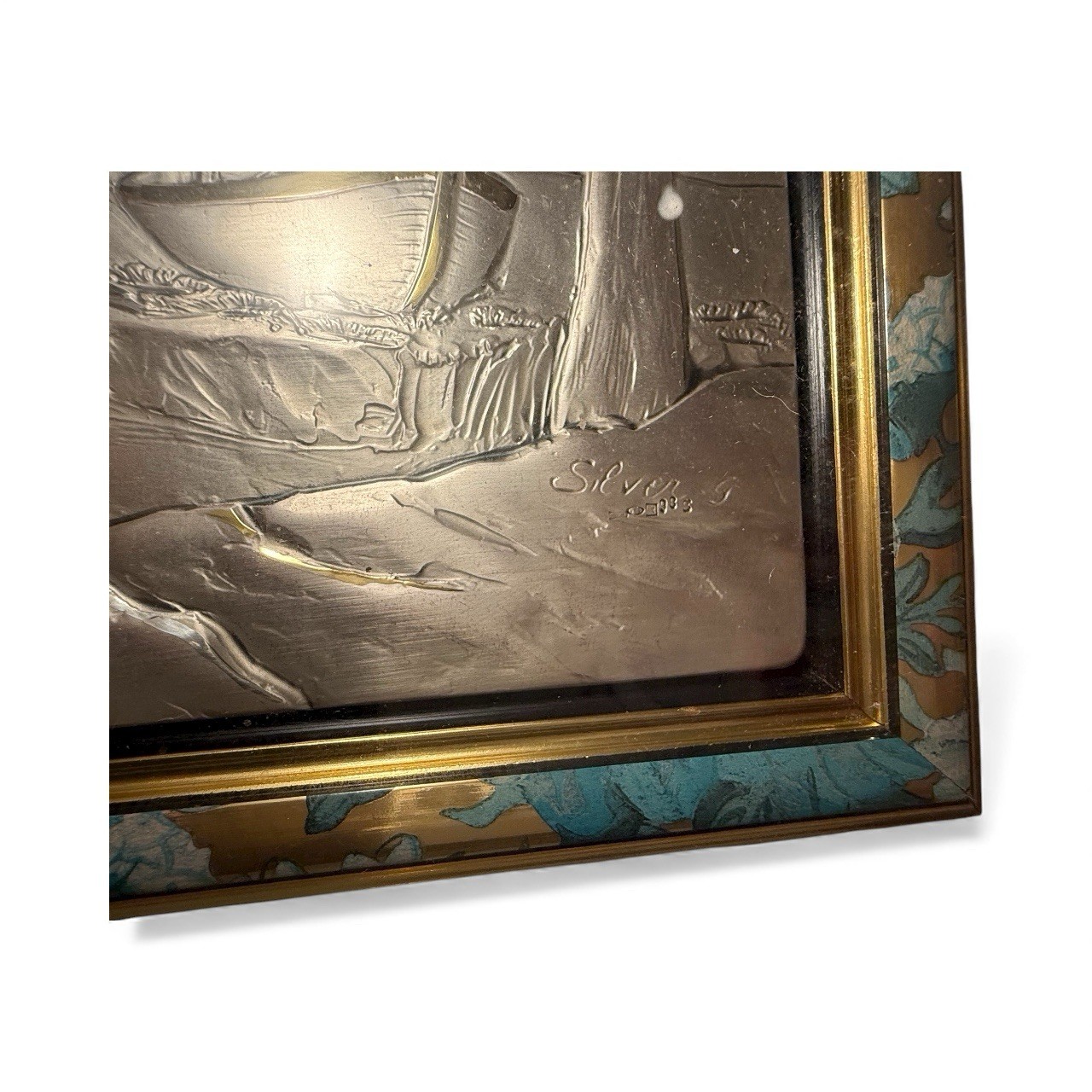 Landscape Bas-Relief on Real Silver (98g) by G. Lombardi, 1950s #G  33*25