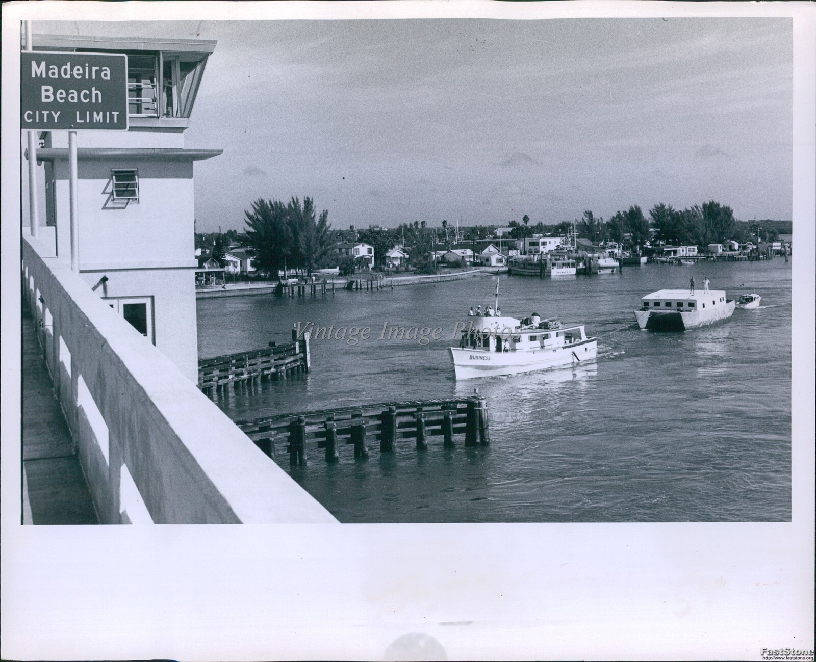1975 Coast Guard Auxilliary Boat Tows House Madeira Beach Boats Photo 8x10