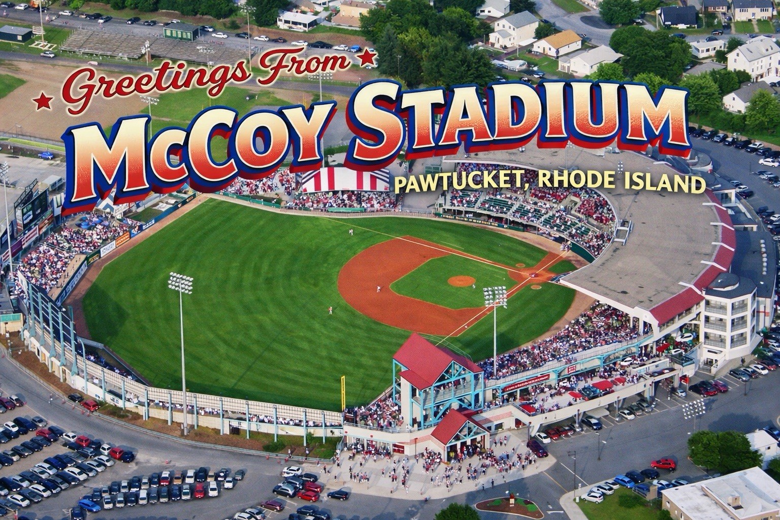 McCOY STADIUM PAWTUCKET, RHODE ISLAND MODERN Postcard Baseball Stadium A852