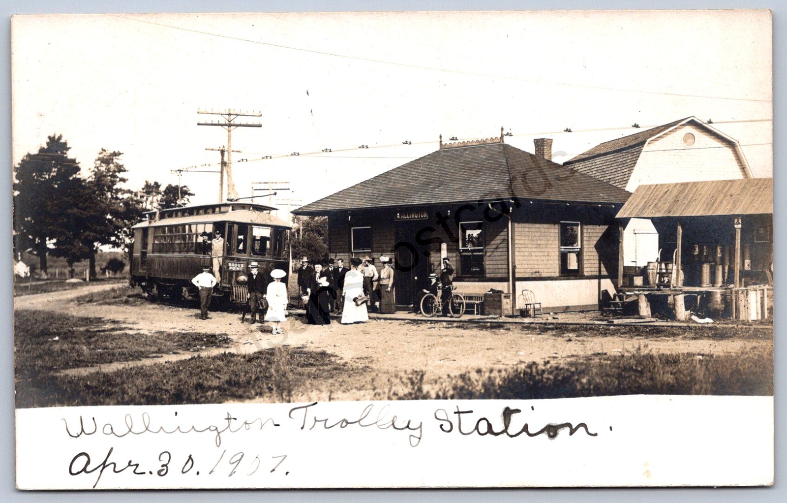 K11/ Wallington New York RPPC Postcard Trolley Station Depot Sodus Point 278 K11/ Wallington New York RPPC Postcard Trolley Station Depot Sodus Point 278