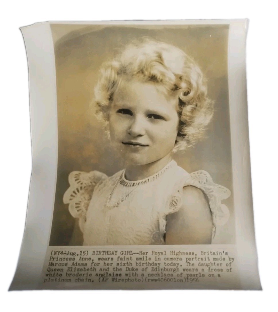 VTG 1956 AP Wirephoto Princess Anne 6th Birthday Portrait by Marcus Adams