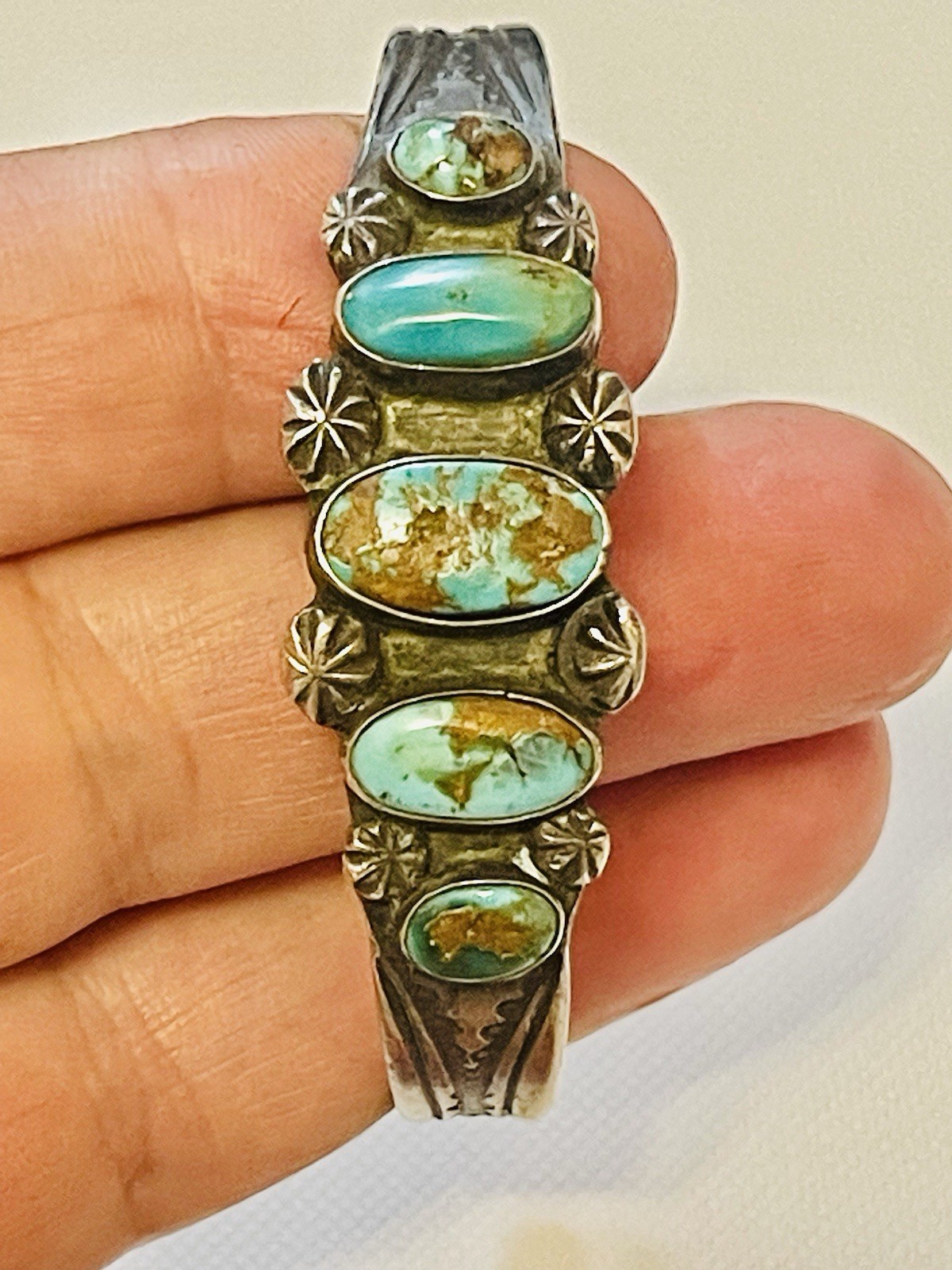 VTG FRED HARVEY ERA Navajo Sterling Silver Turquoise Cuff Bracelet  19g 6.25\
