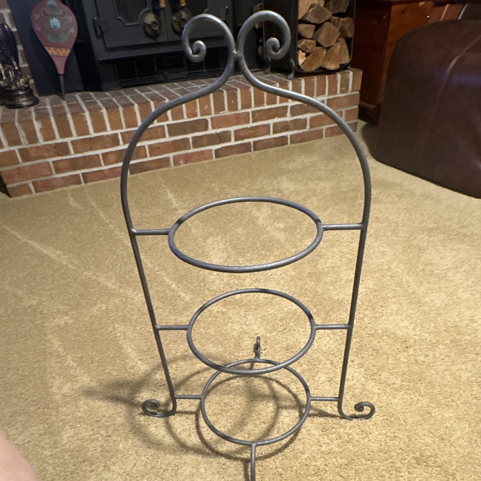 Brought From Italy. Three Tier Brought Iron. Plate Caddy Display Server.