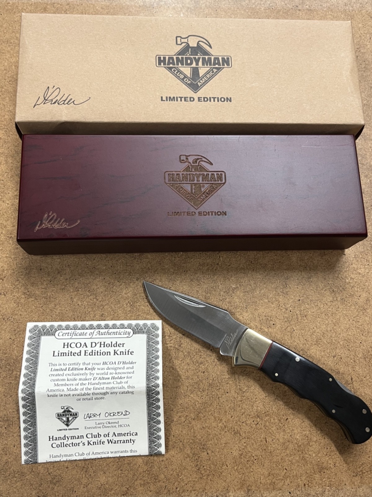 Handyman Club of America D\'Holder Limited Edition Lockback Knife-NEW in Box