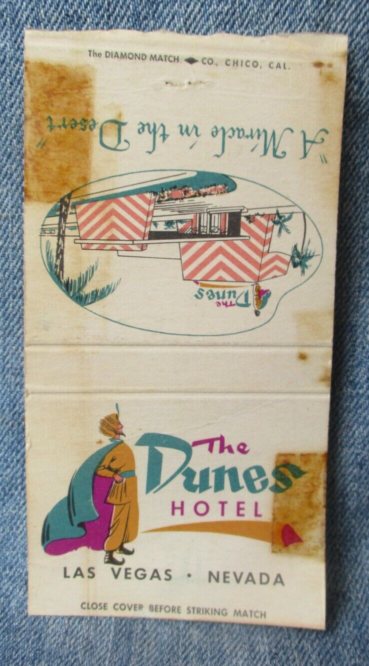 The Dunes Hotel Las Vegas Nevada Vintage DAMAGED Matchbook Cover LC9