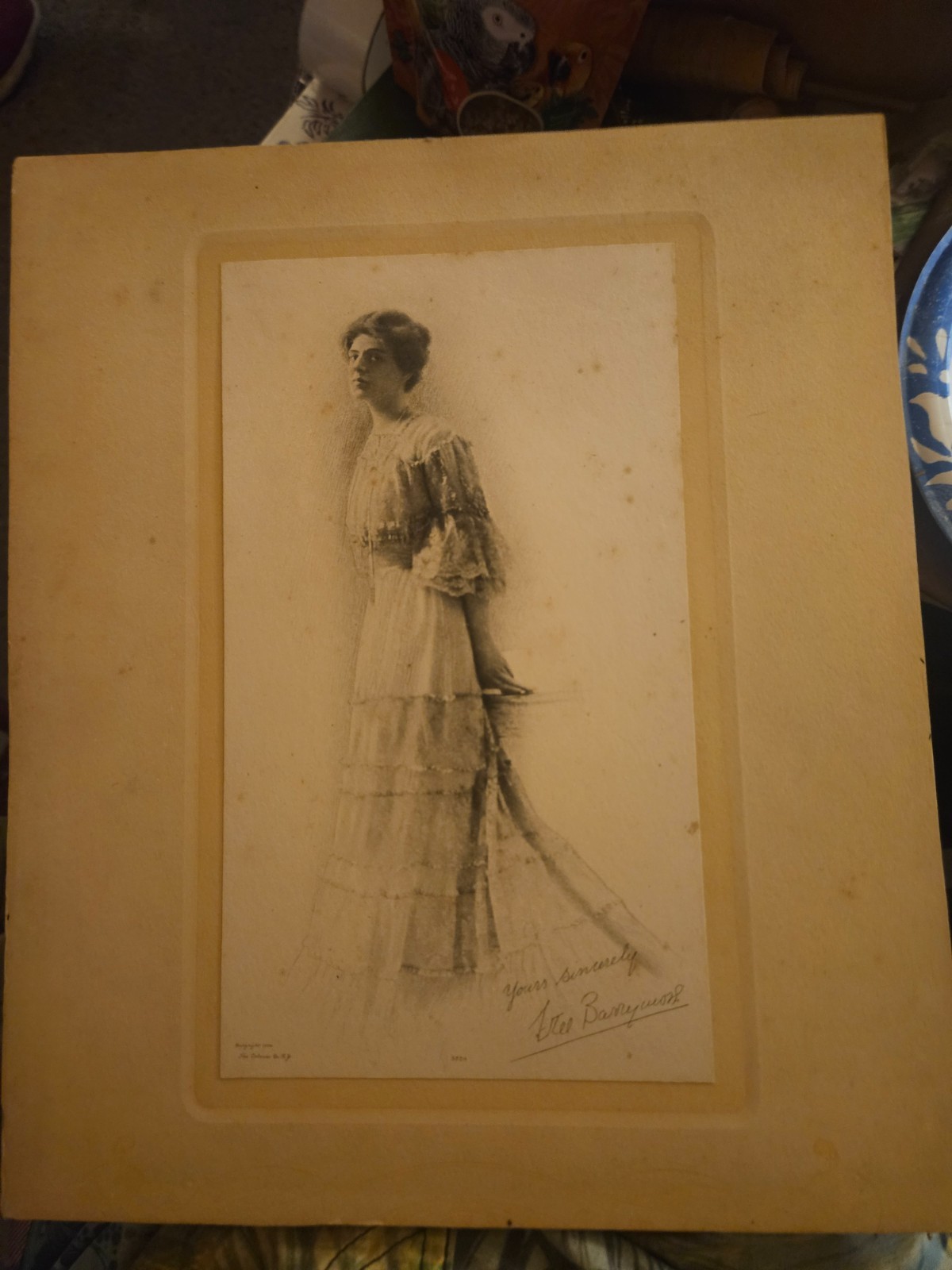 PAIR ANTIQUE SIGNED PHOTOS ETHEL BARRYMORE FRITZI SCHEFF 1905 BROADWAY PORTRAITS