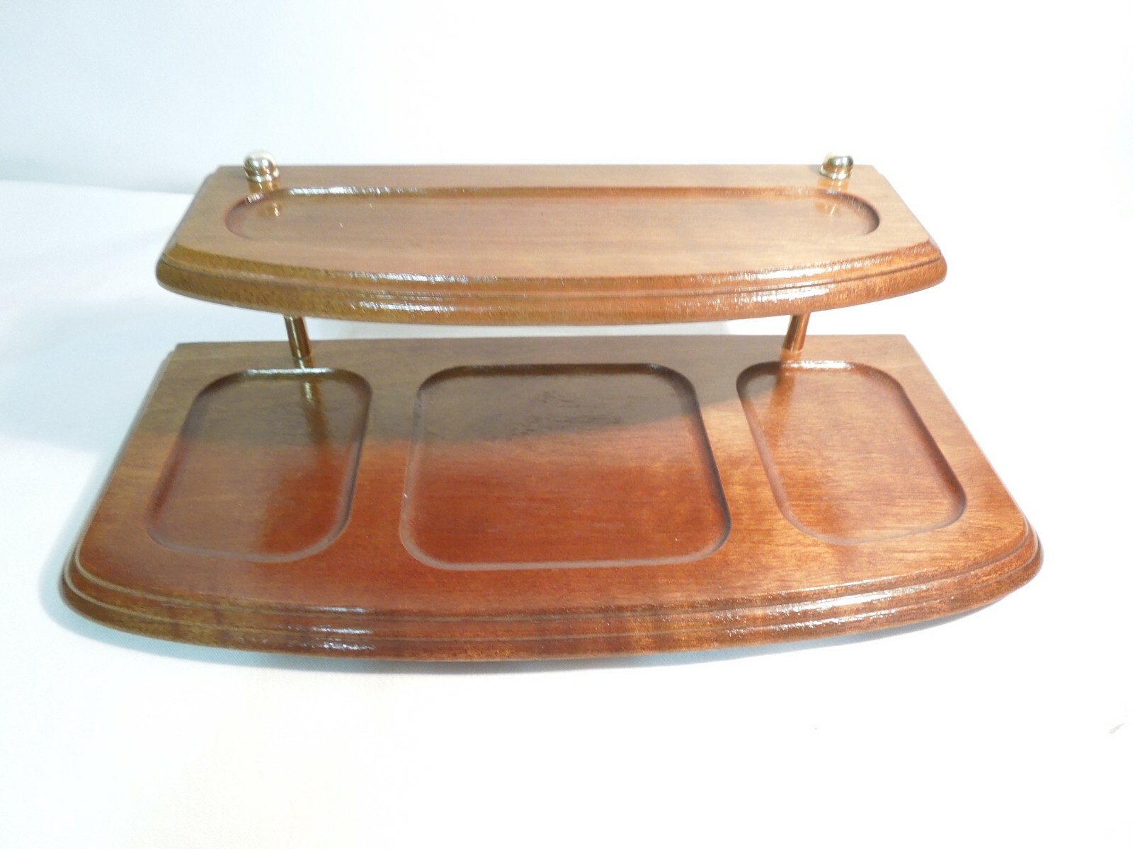 Vintage Desk Organizer Kimco Walnut Wood 2 Tiers 12 1/2\