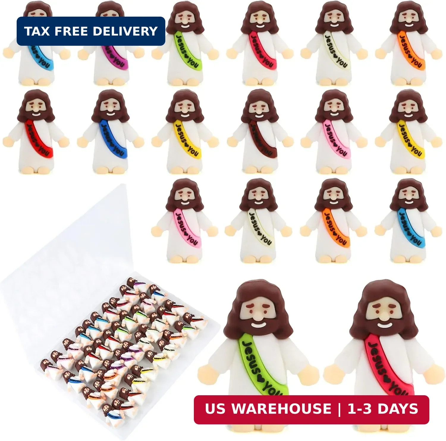 40 Pcs Mini Jesus Figurines in Bulk, Little Jesus Loves You Figures to Hide Tiny