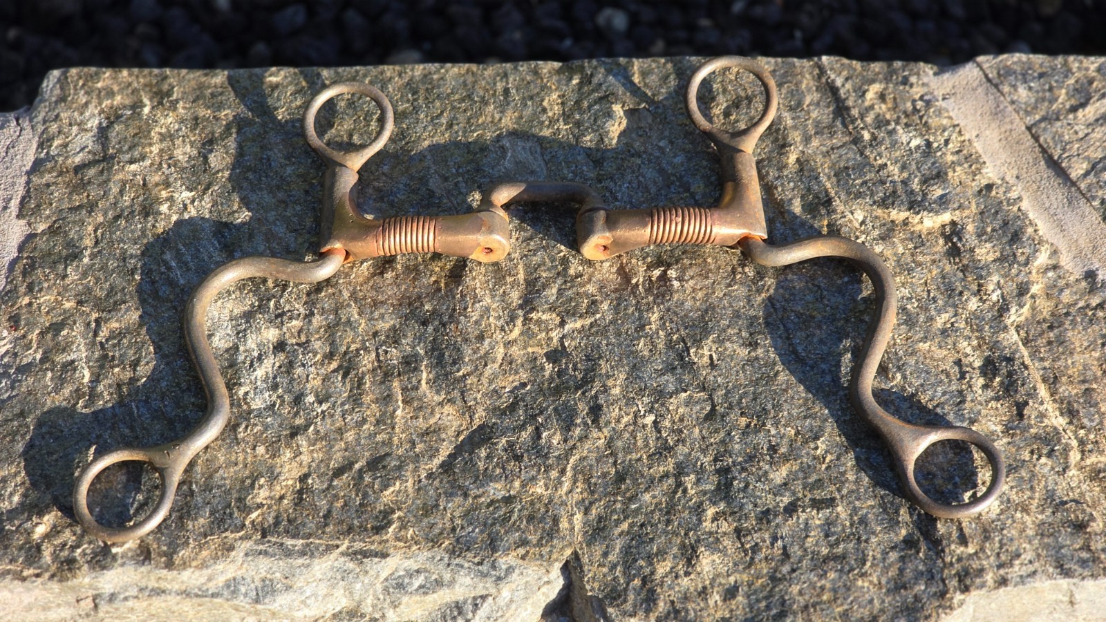 Vintage Dutton Curb Bit – Copper Wrapped Jointed Low Port – #37 Marked