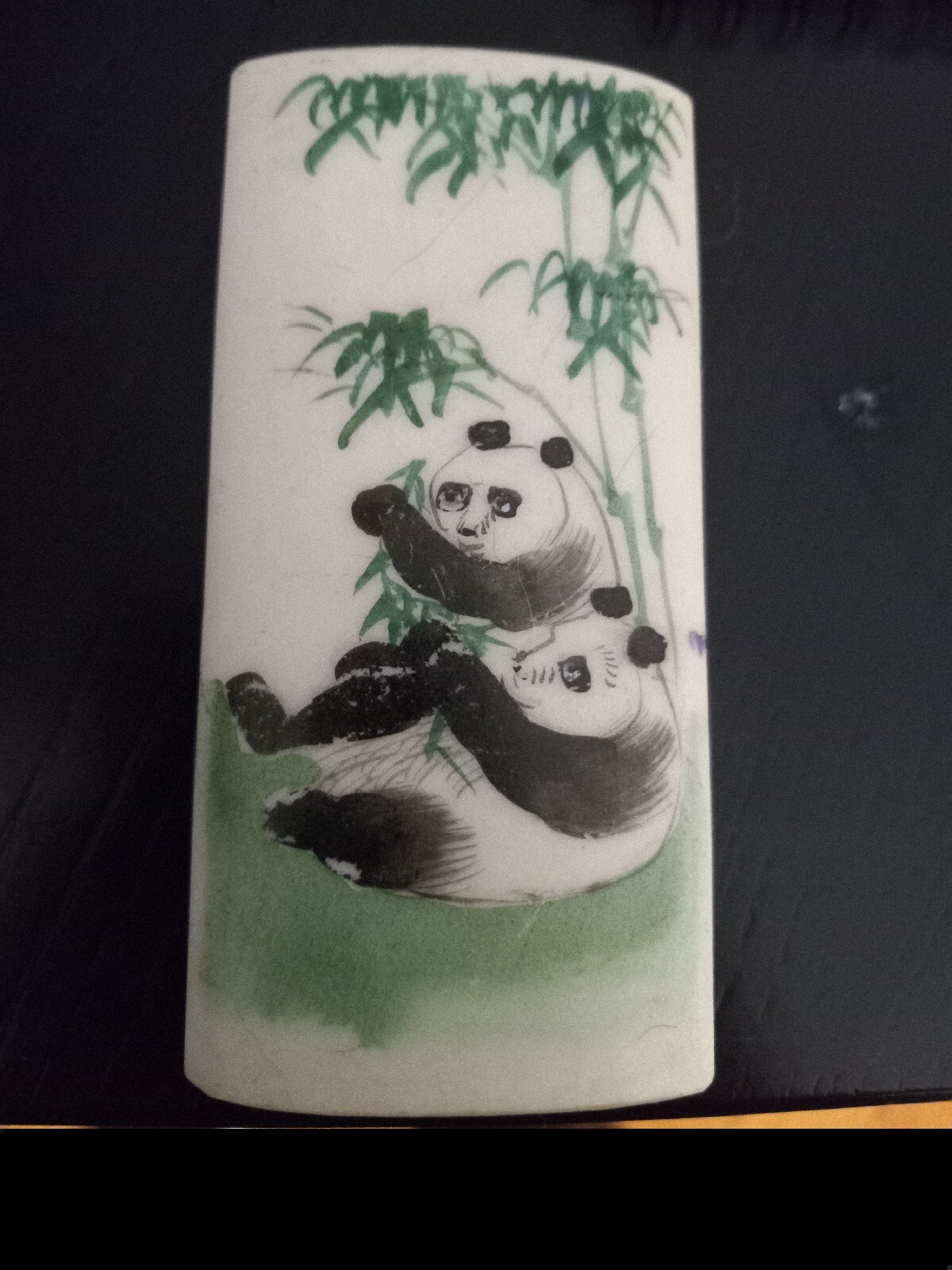 Vintage marble hand painted panda paperweight. Size 4 1/2 Vintage marble hand painted panda paperweight. Size 4 1/2