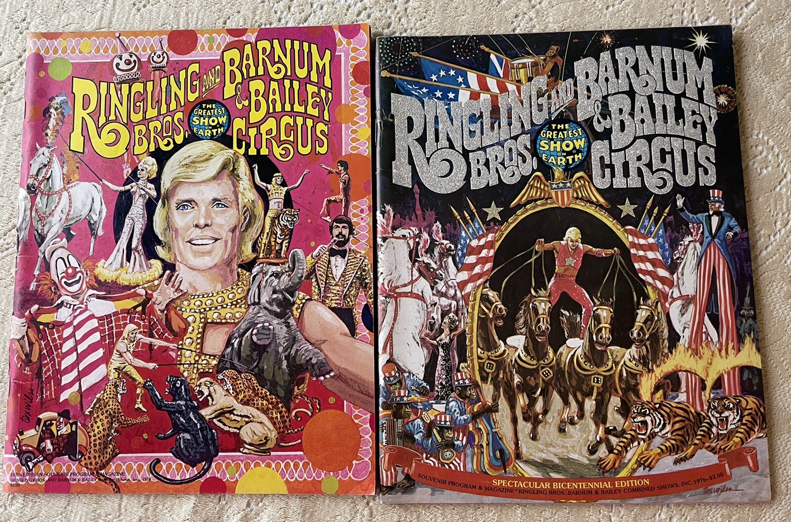 Circus Collectible Ringling Bros Circus Programs Center Posters Intact Set of 2