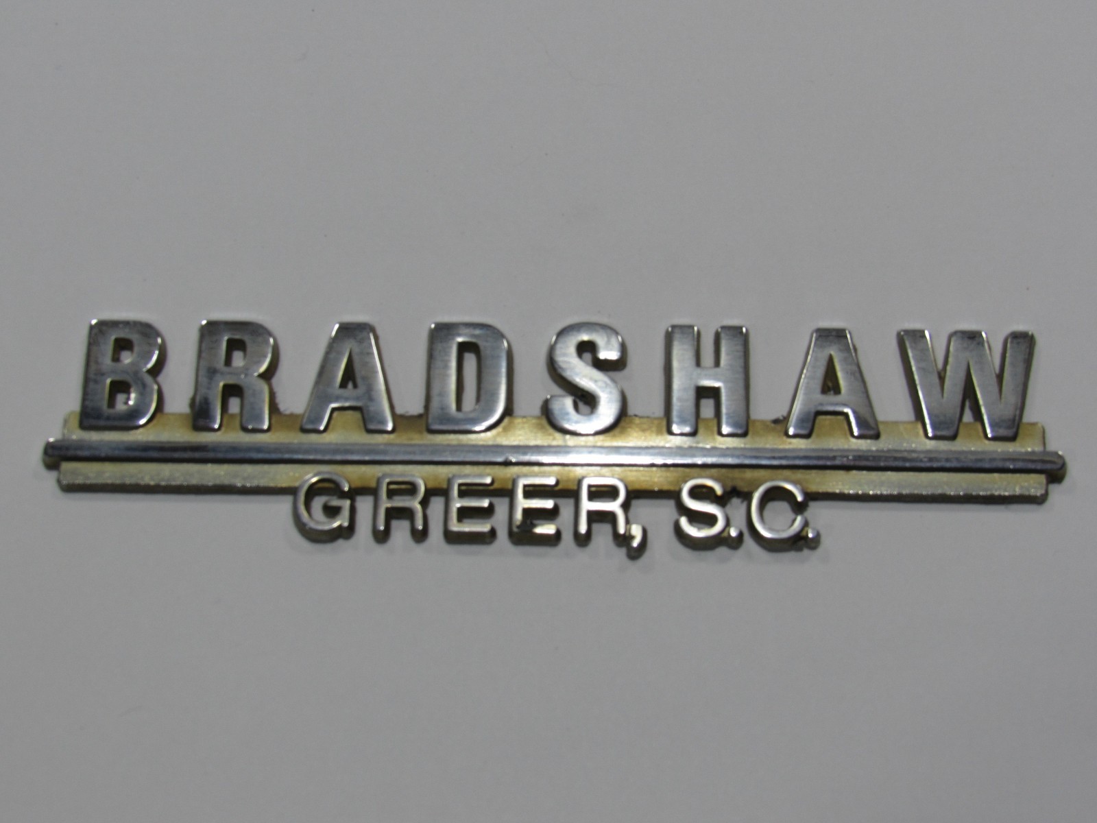 VTG Bradshaw Chevrolet Greer South Carolina Metal Dealership Badge Emblem Tag SC