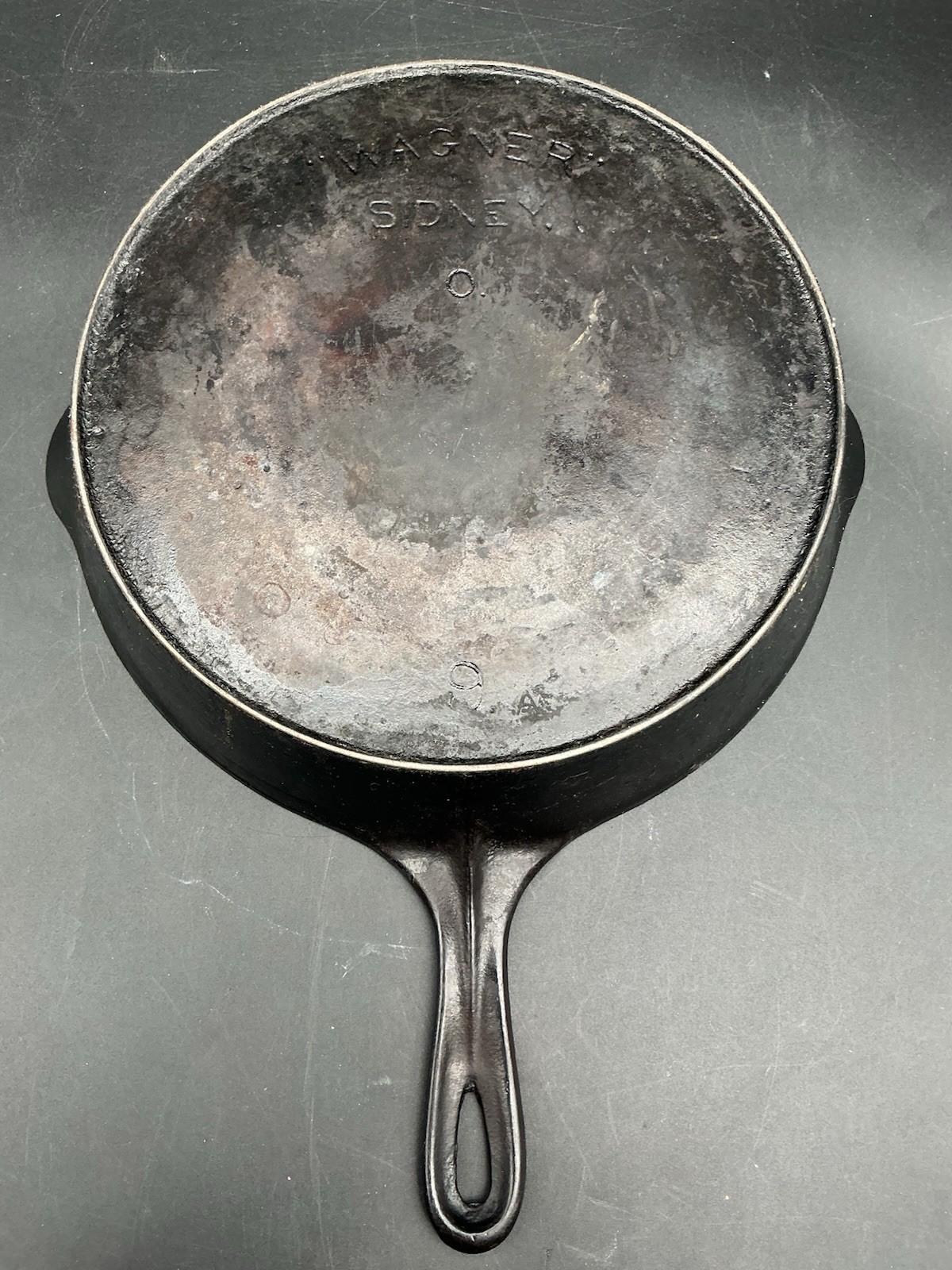 Antique Wagner Sidney O No. 9A Arc Logo Nickel Plated Cast Iron Skillet
