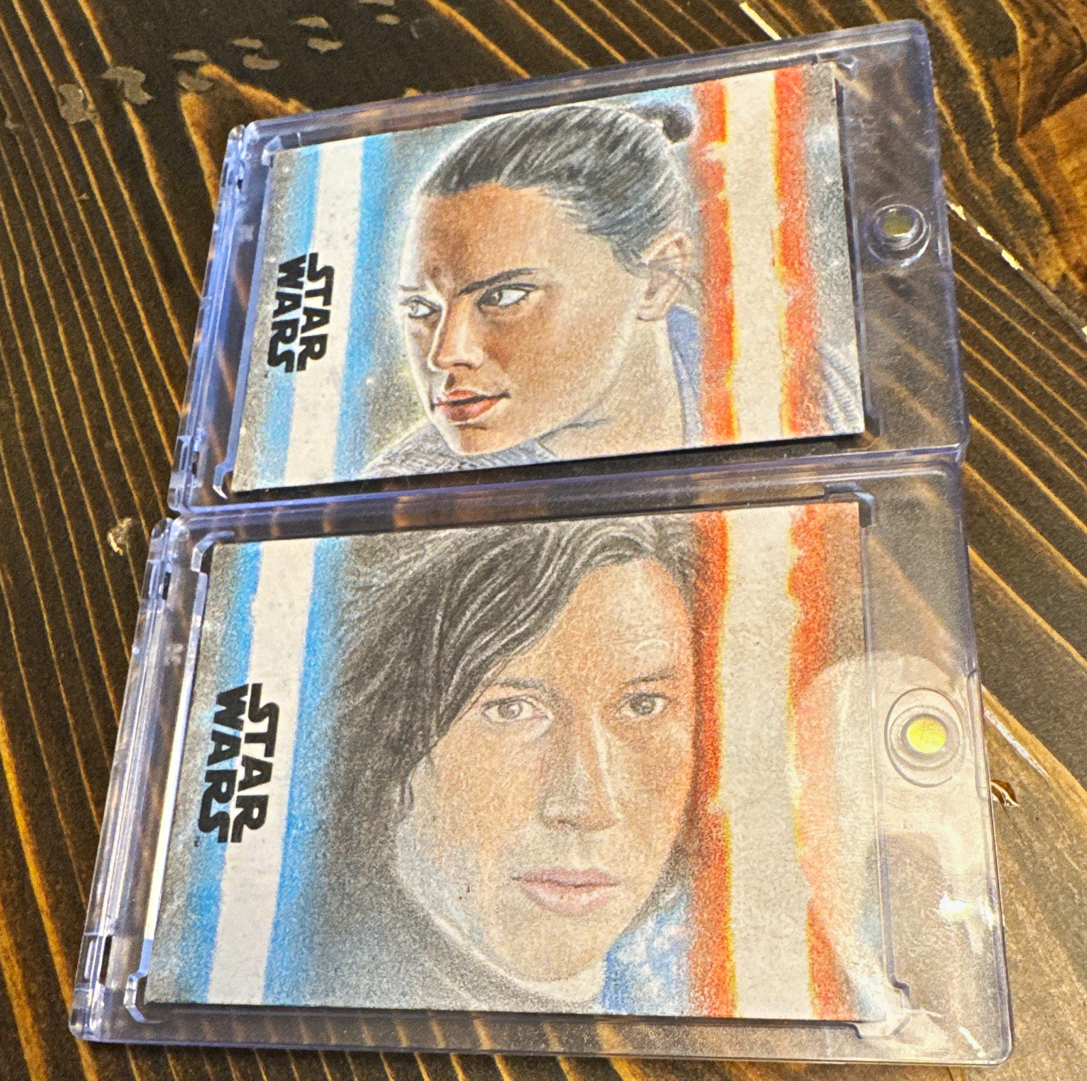 Topps Star Wars The Last Jedi 2-Card Sketch Lot Rey Kylo Ren by Trevor Anderson