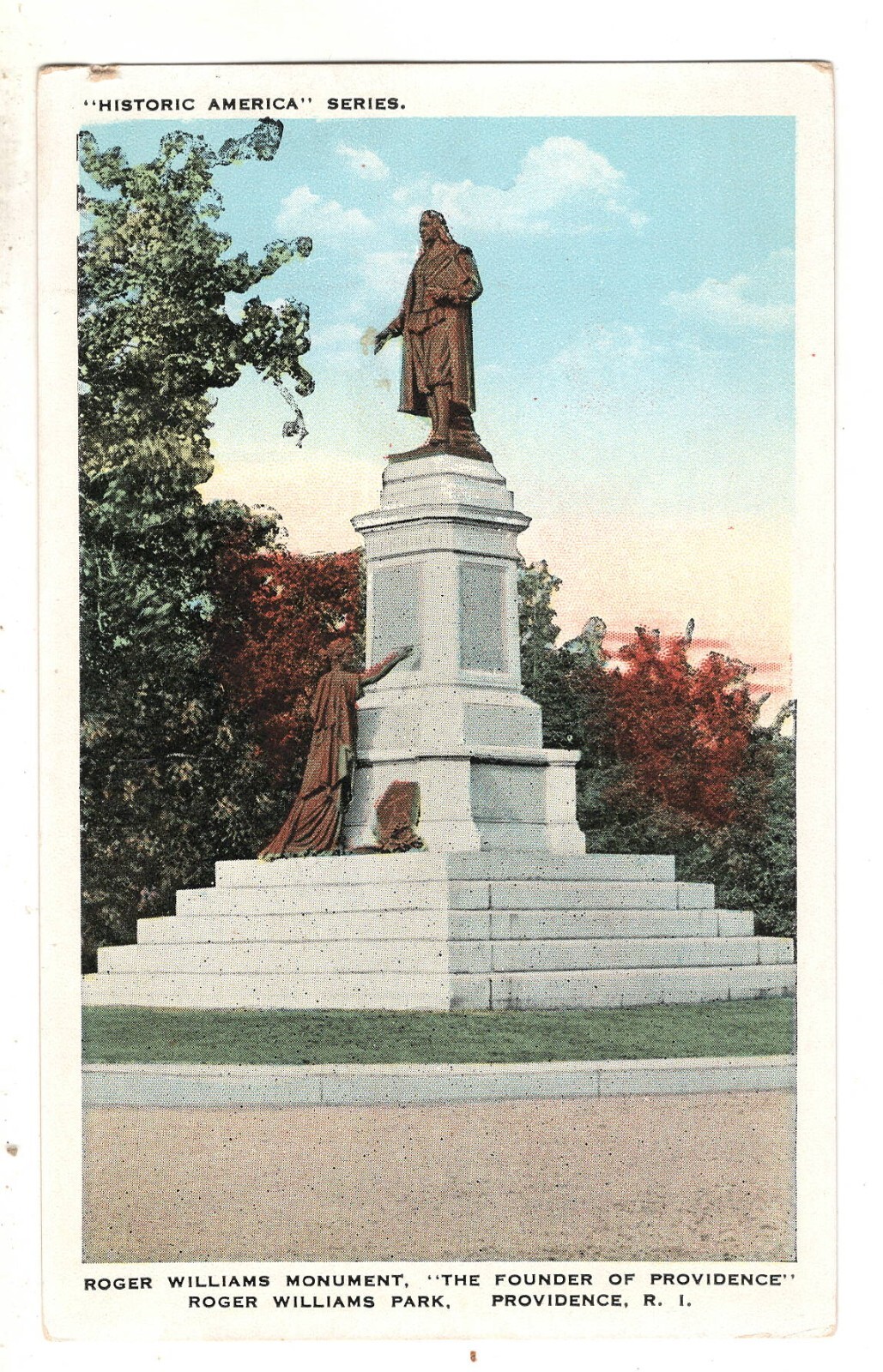 Postcard RI Roger Williams Monument Providence Rhode Island