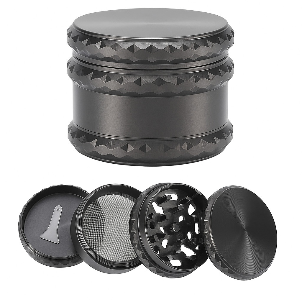 4-Piece 2.25in Spice Herb Grinder Metal Herb/Spice Grinder: Gun Metal